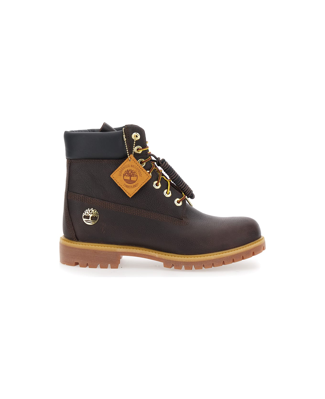 Timberland Brown Water-proof Boots With Logo Plate In Leather Man - Brown
