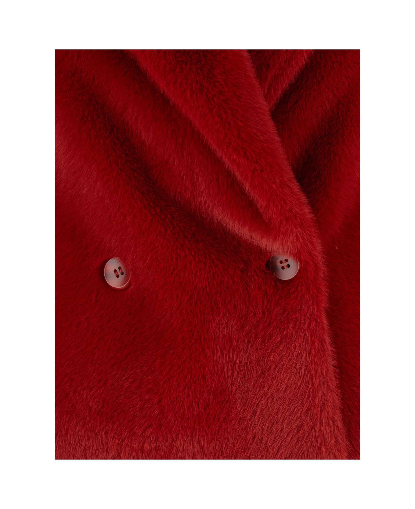 Valentini 1972 Red Cropped Single-breasted Jacket With Notched Revers In Ecofur Woman - Red