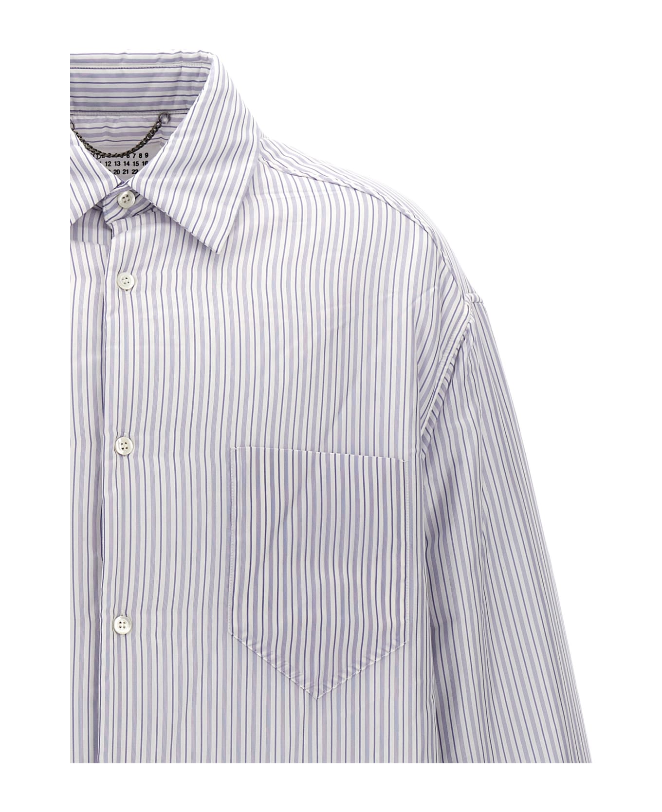 Maison Margiela Striped Shirt Jacket - Light Blue