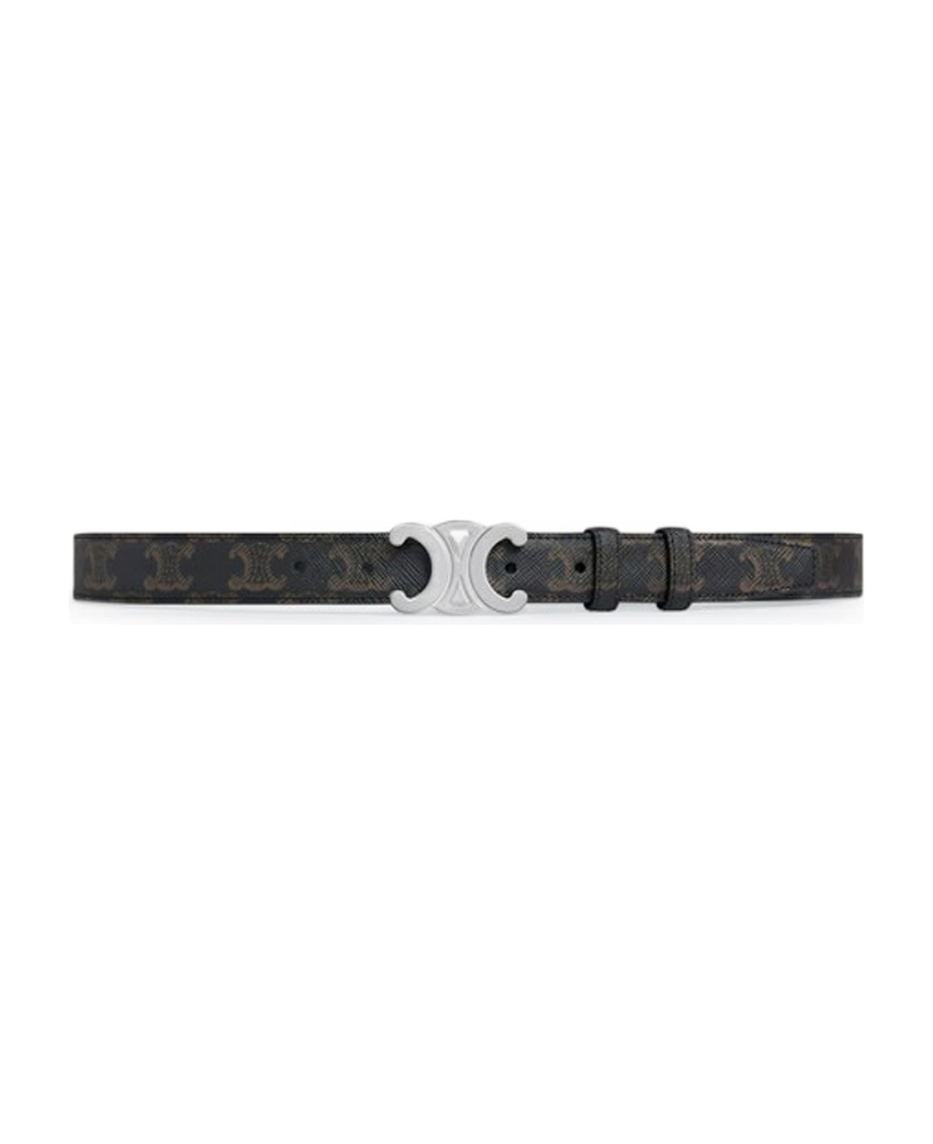Celine Medium Triomphe Belt In Triomphe Canvas - Si Black ベルト