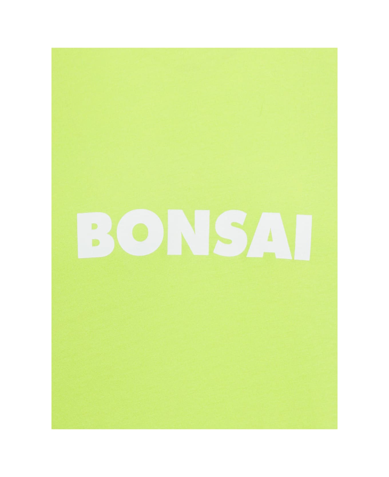 Bonsai Acid Green Crewneck T-shirt With Contrasting Logo Print In Cotton Man - Green