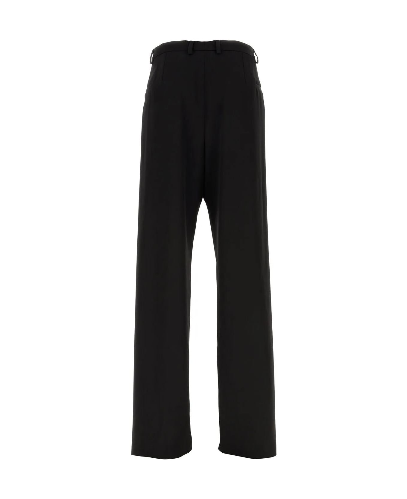 Balenciaga Black Wool Wide-leg Pant - BLACK
