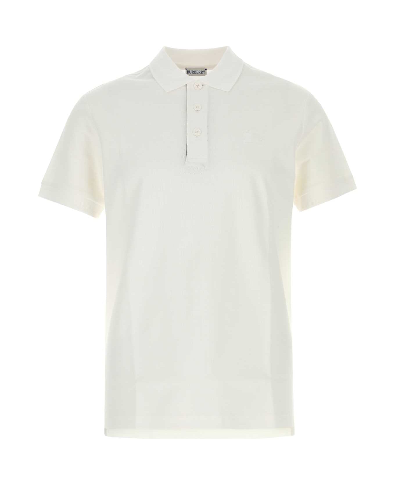 Burberry White Piquet Polo Shirt - WHITE