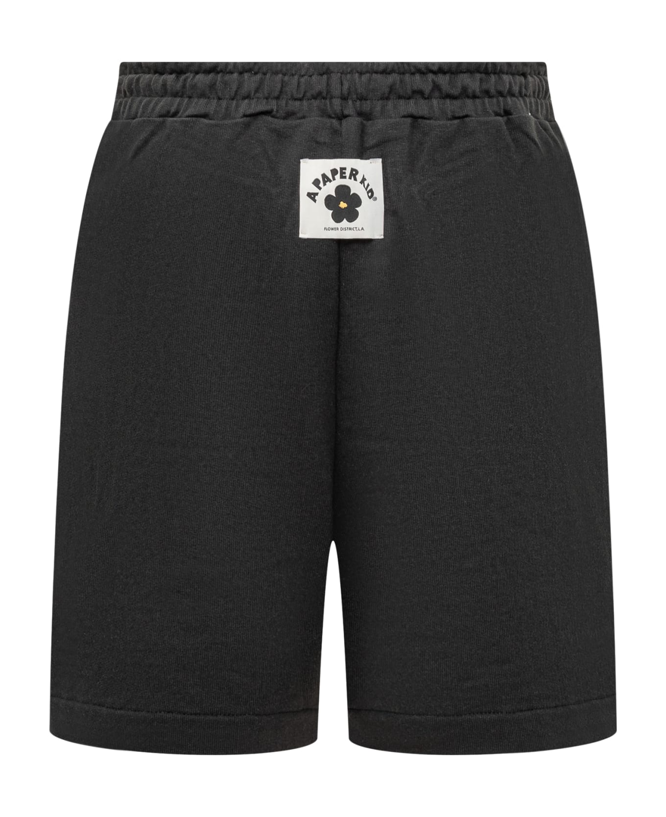 A Paper Kid Sweat Short Pants With Darts. - NERO/BLACK