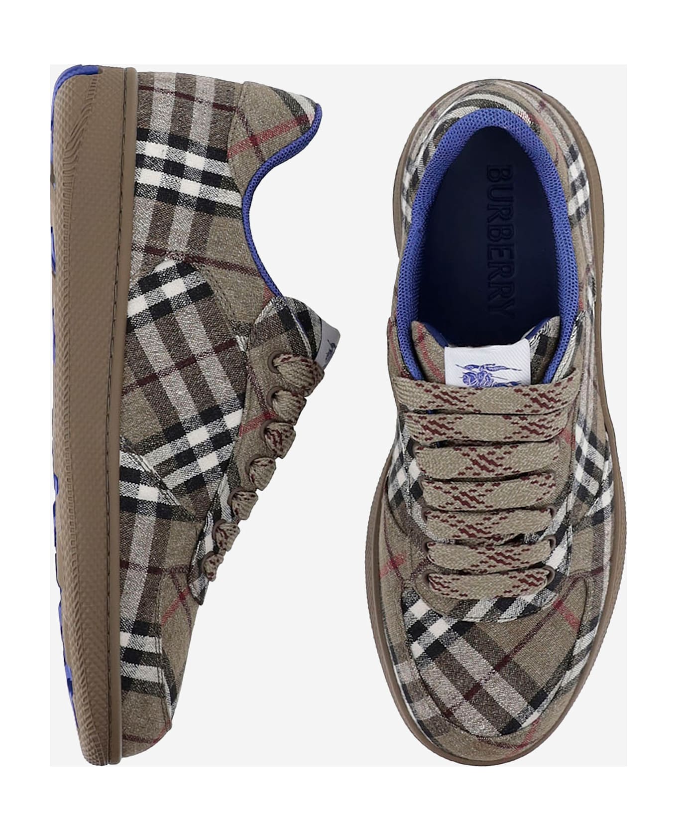 Burberry Terrace Sneakers With Check Pattern - Red
