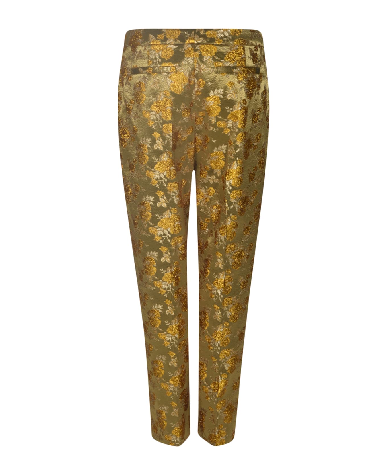 Dries Van Noten Metallic Cropped Trousers - Gold ボトムス