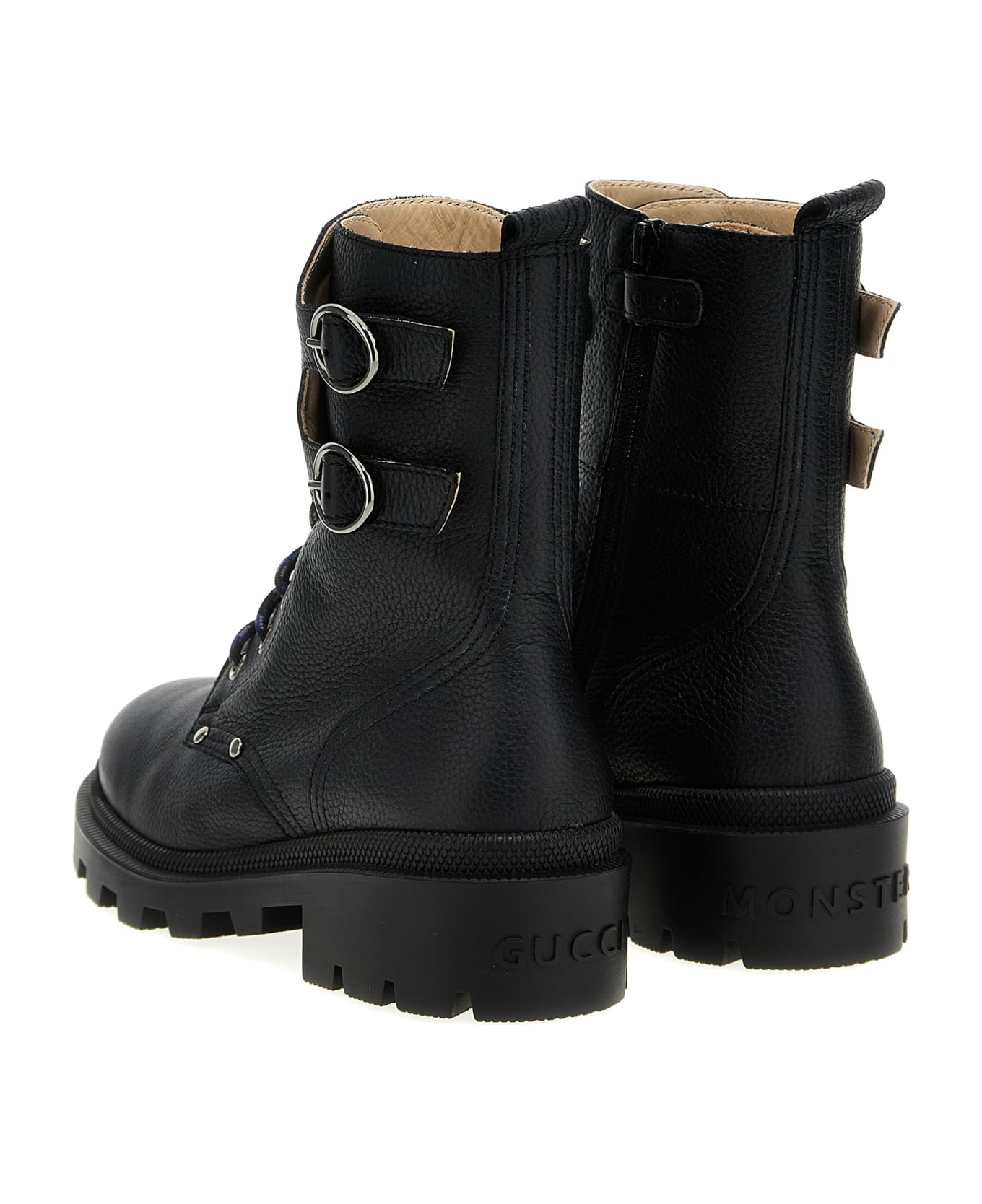 Gucci Buckle Combat Boots - Black  