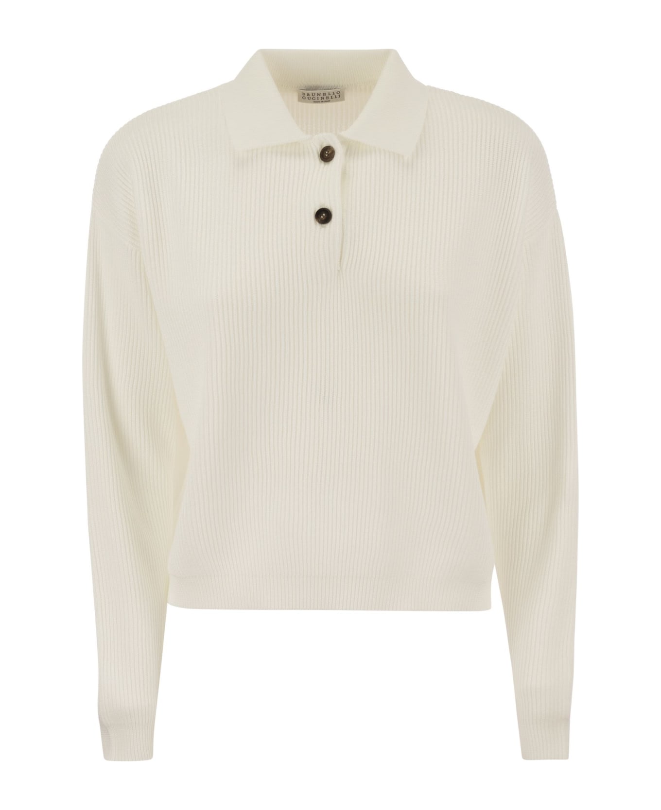 Brunello Cucinelli English Rib Cotton Polo-style Jersey - White ポロシャツ