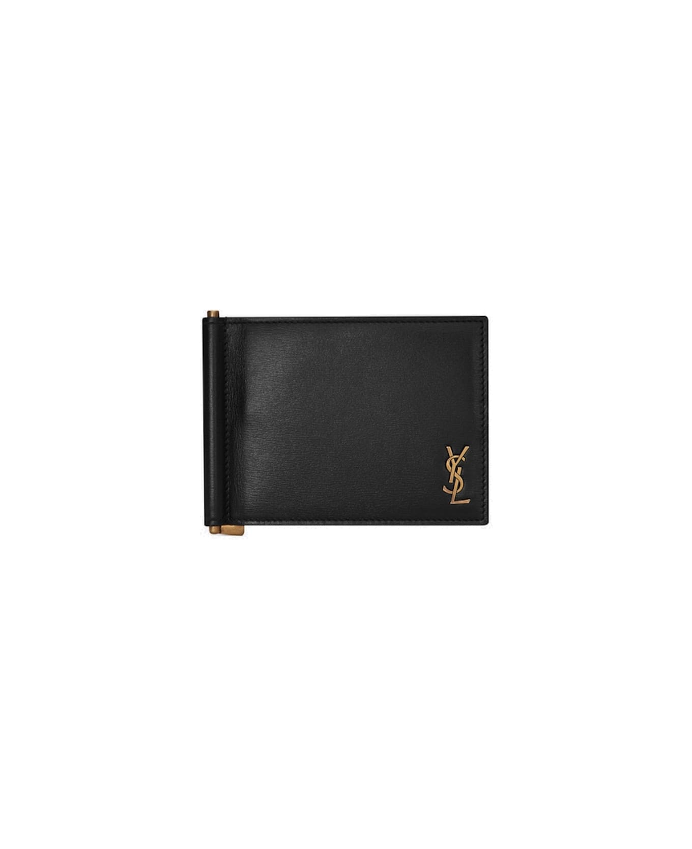 Saint Laurent Men's Monogram Plaque Leather Bifold Wallet