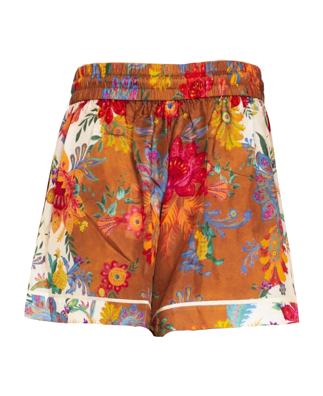 Zimmermann Ginger Relaxed Short In Cream/brown Floral - Brown