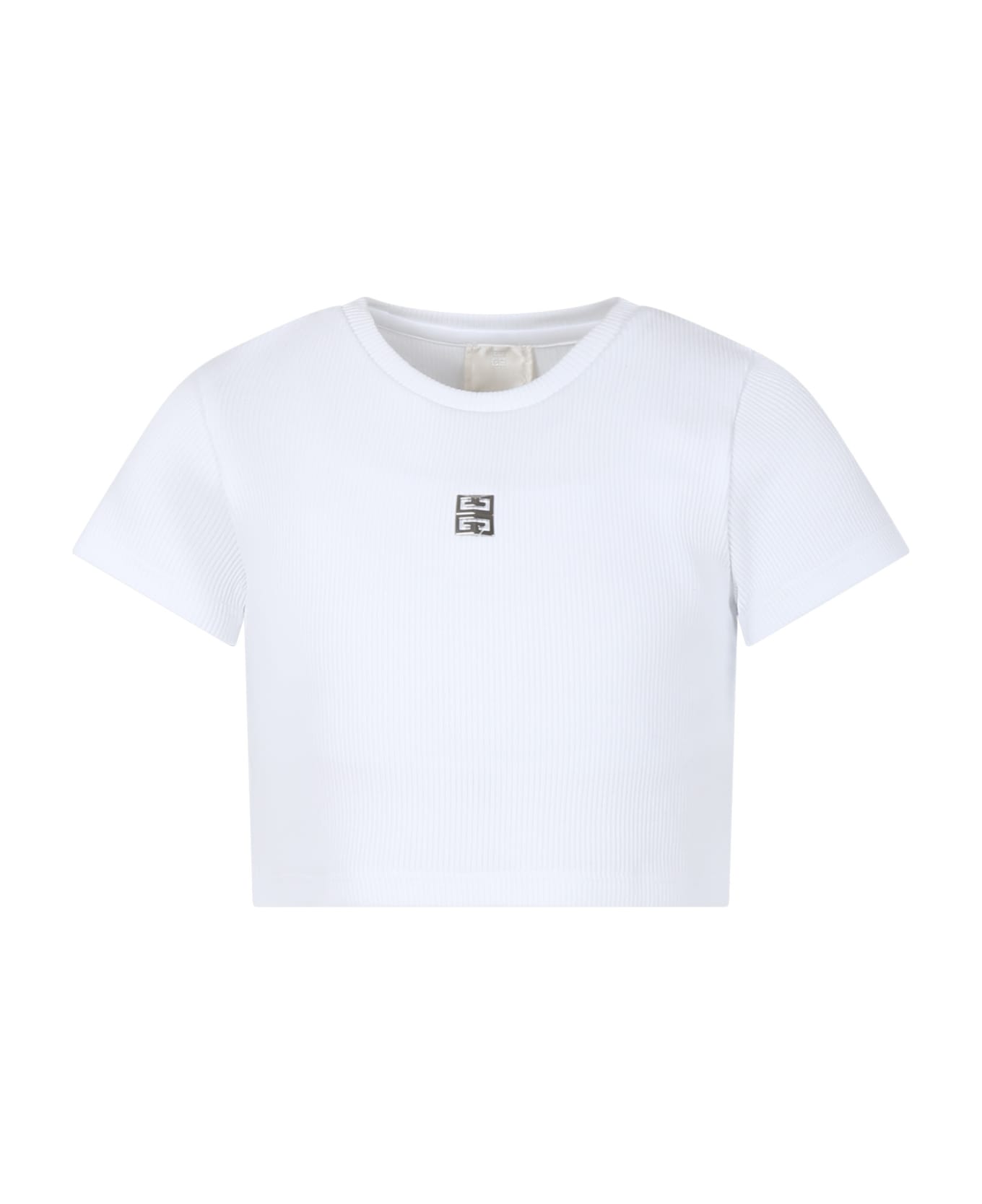 Givenchy White T-shirt For Girl With 4g Motif - Bianco Tシャツ＆ポロシャツ