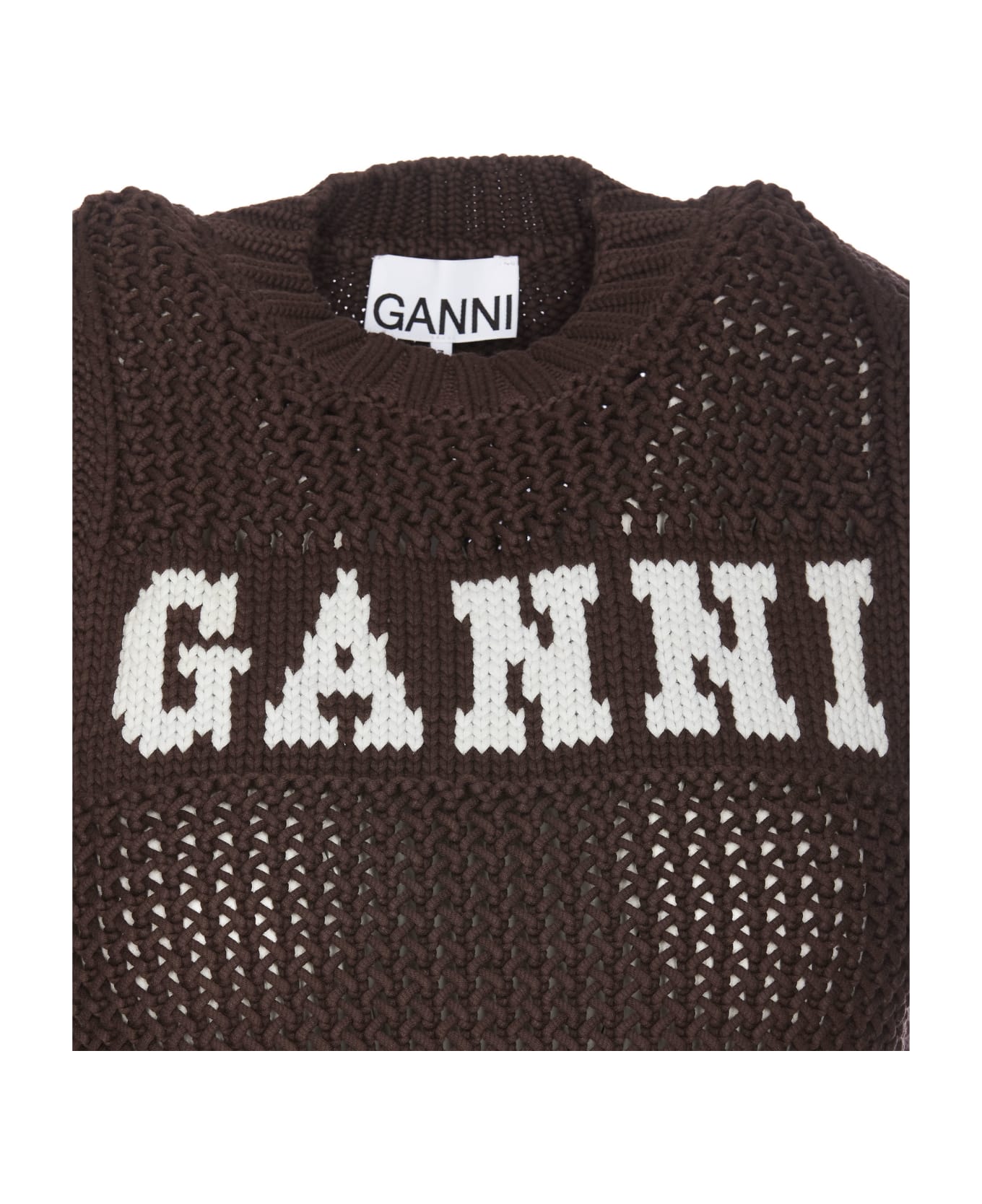 Ganni Logo Knitted Vest - Brown