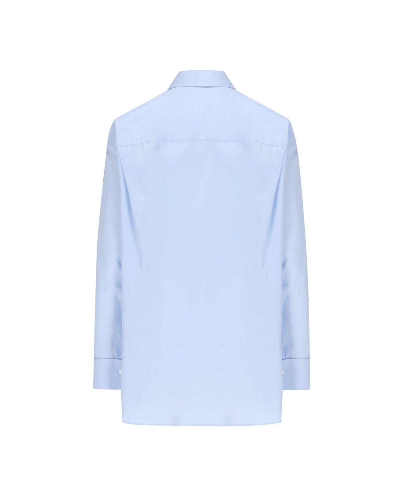 Loewe Curved Hem Buttoned Shirt - Blue