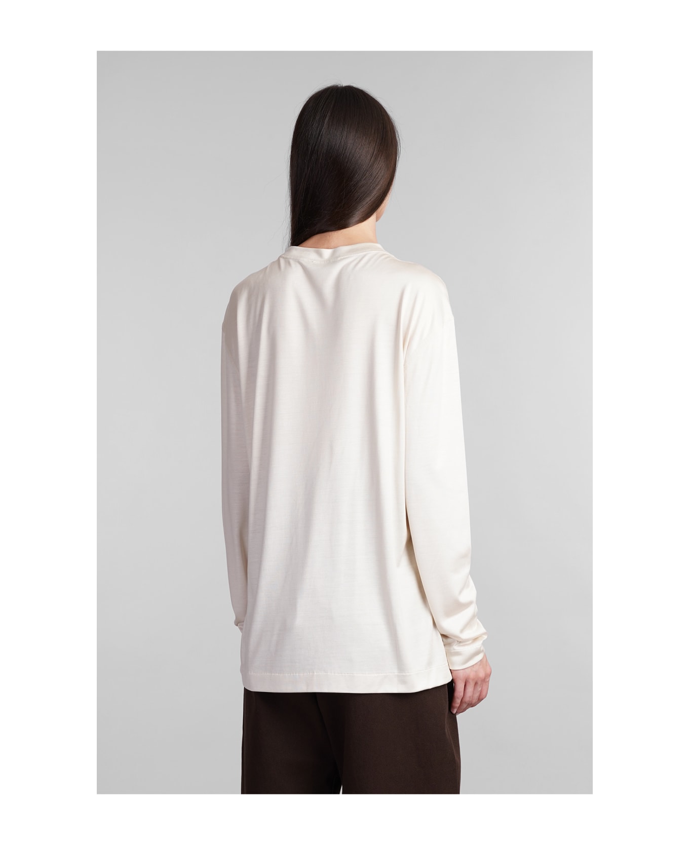 Lemaire T-shirt In Beige Silk - beige