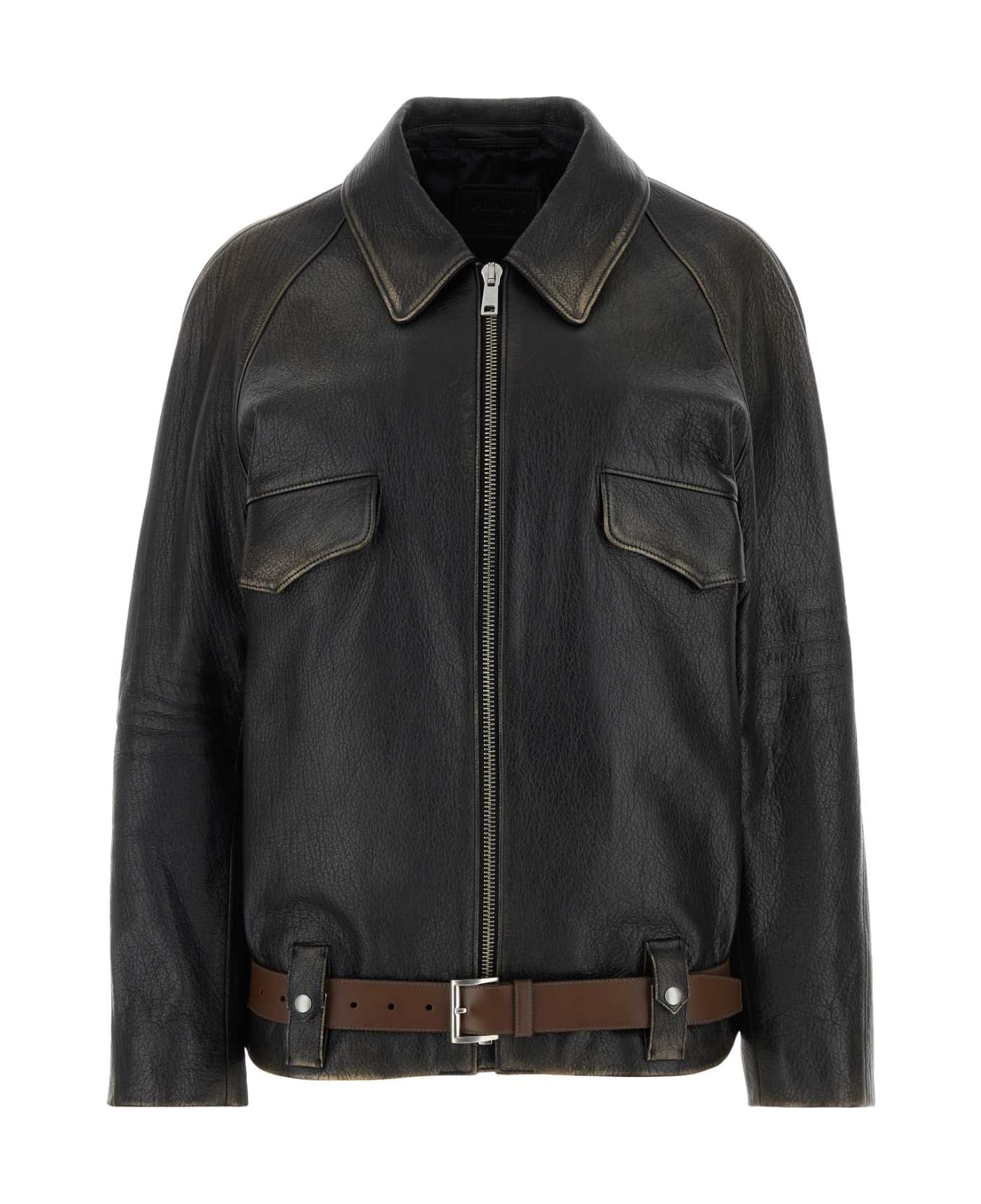 Prada Black Leather Jacket - Black