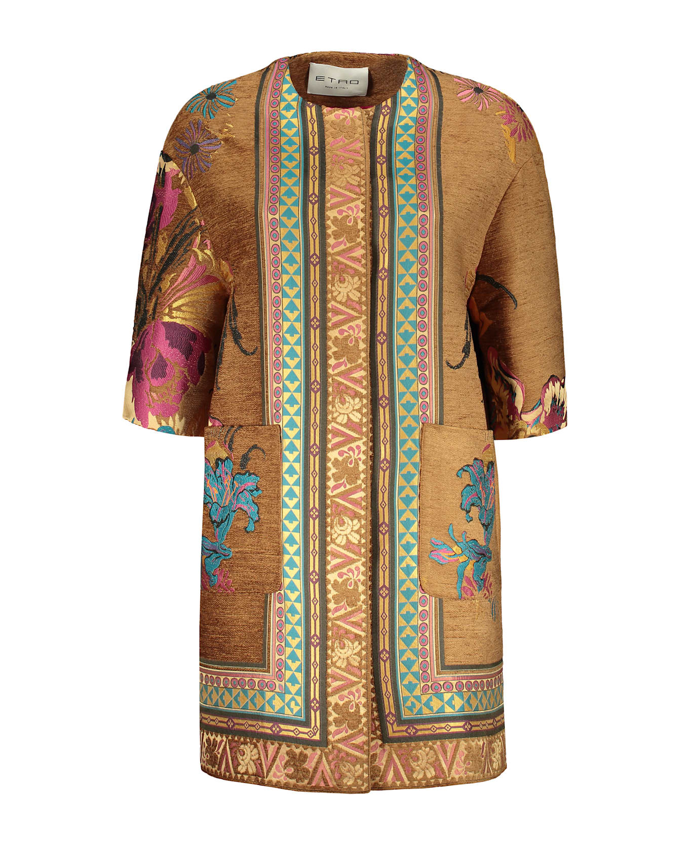 Etro Floral Embroidery Coat - Beige