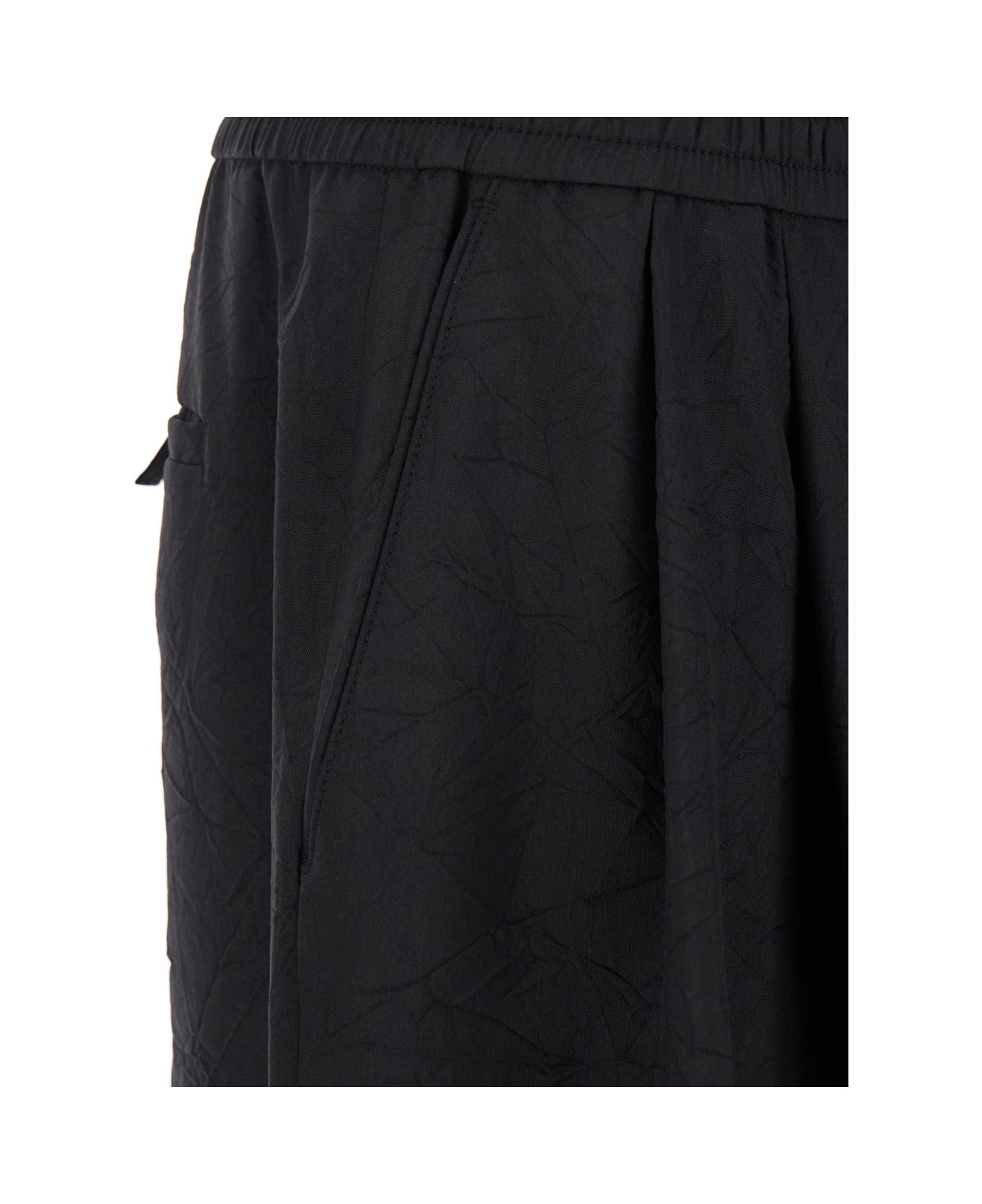 Juun.J Black Pants With Elastic Drawstring In Wool Blend Man - Black
