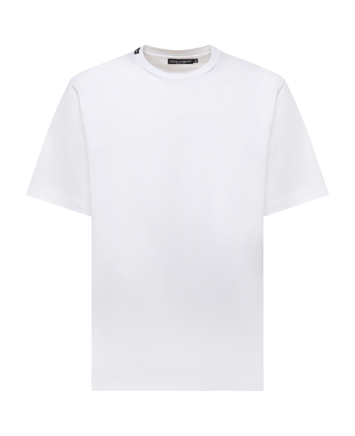 Dolce 
Gabbana Cotton T-shirt With Logo Patch - White
