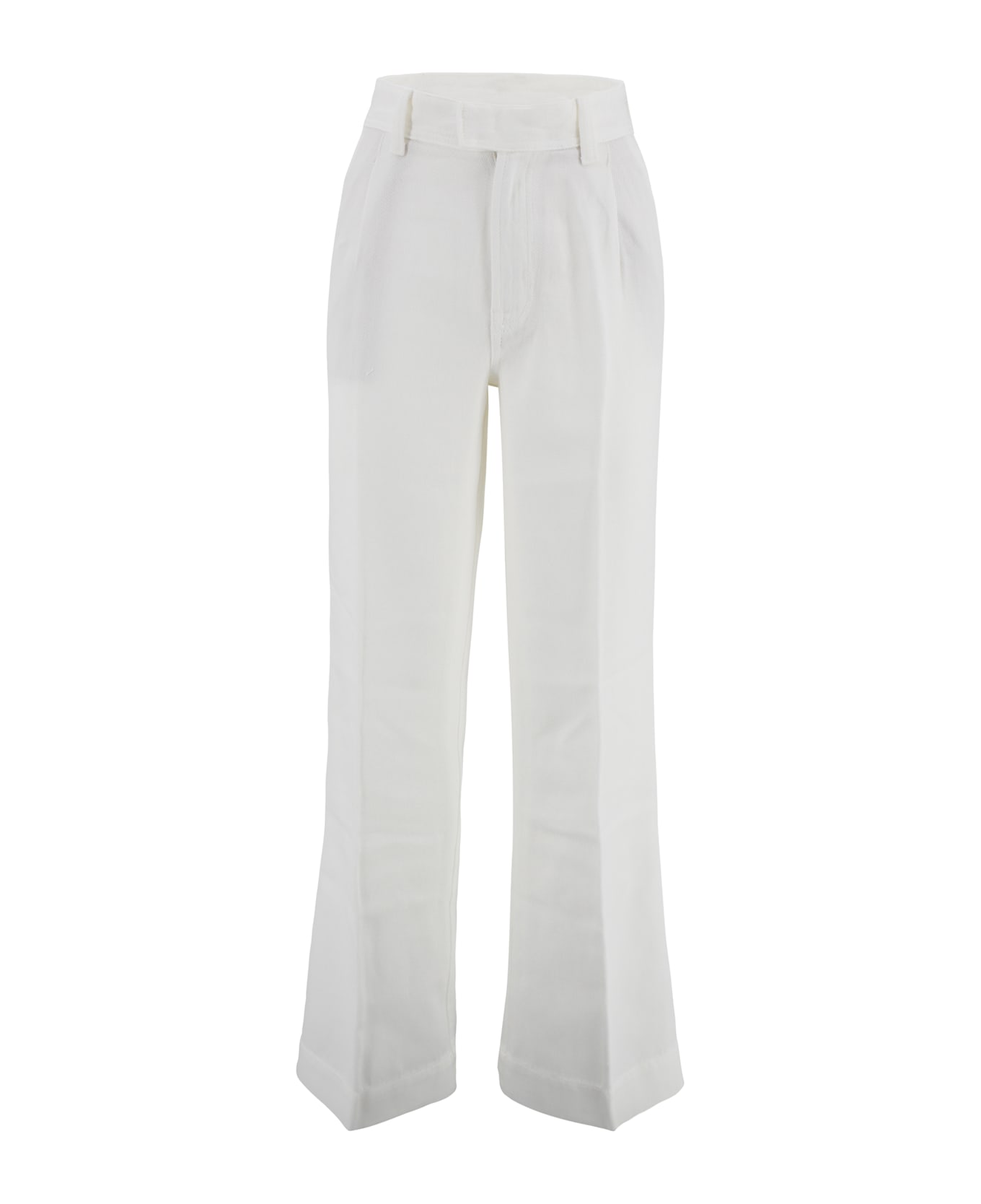 7 For All Mankind Pleated Trouser Colored Tencel - White