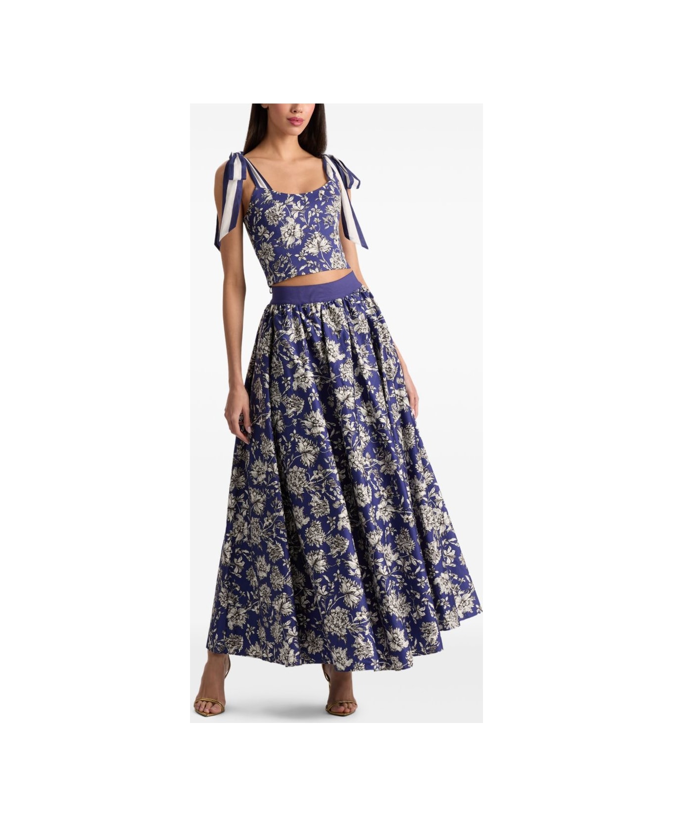 Alice + Olivia Nilda Cotton Maxi Skirt - Blue