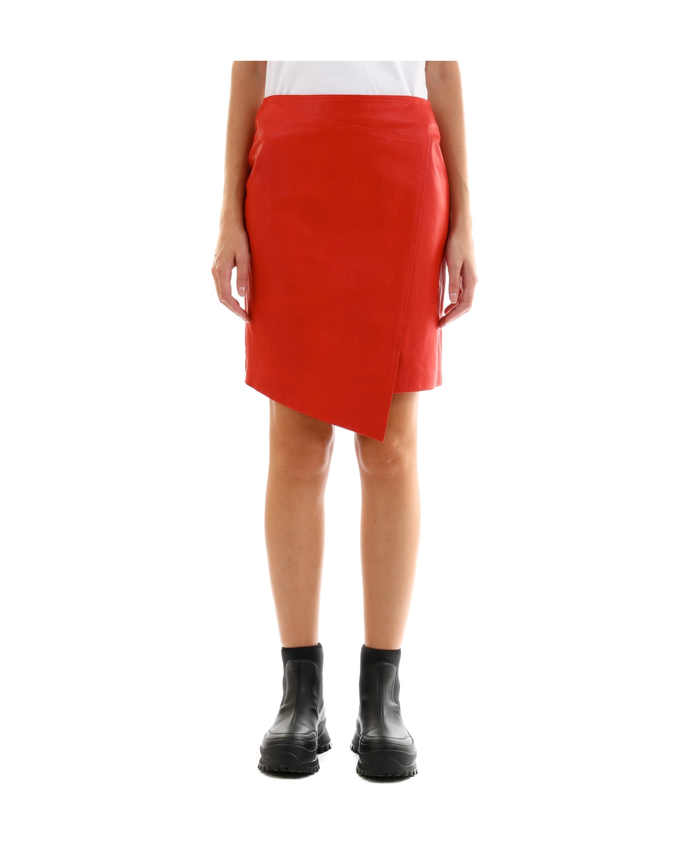 ARMA Leather Miniskirt Red - RED