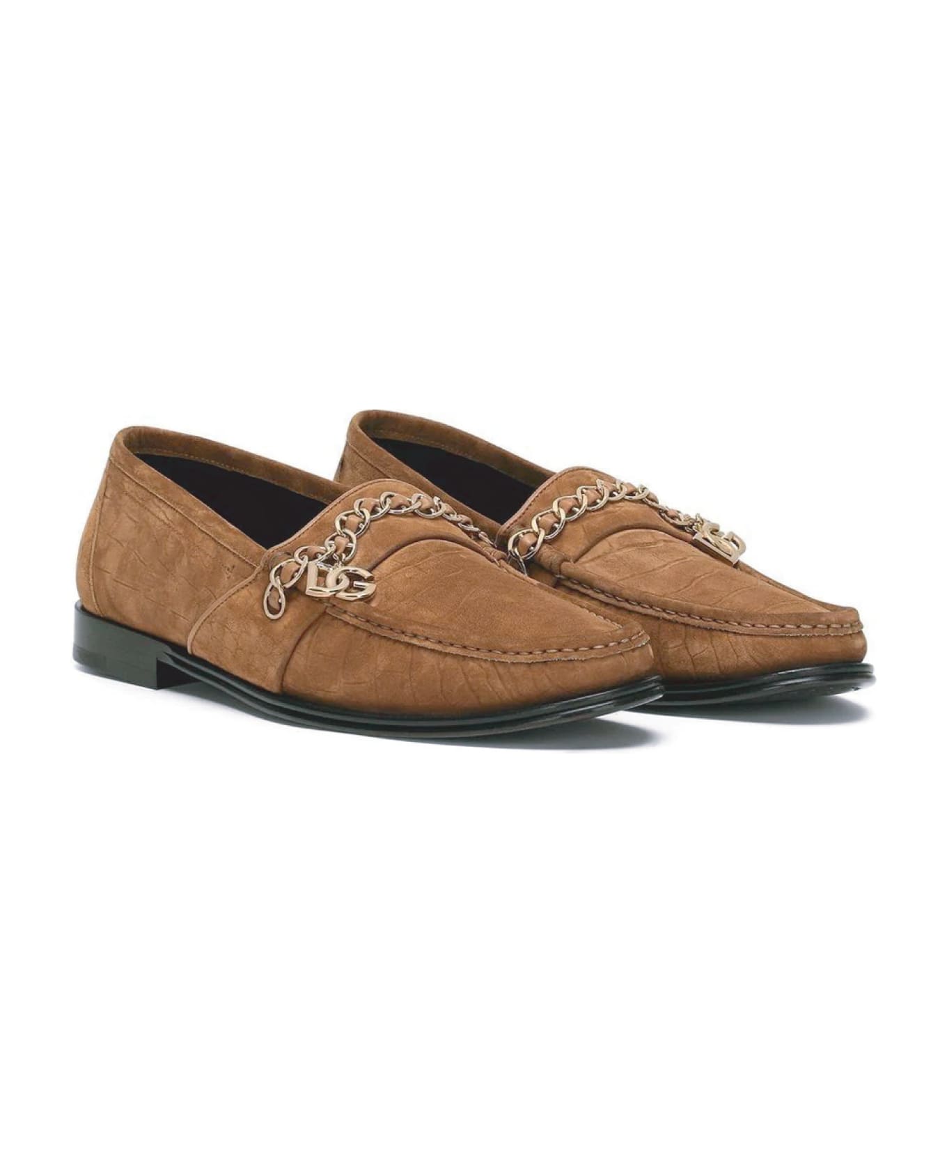 Dolce & Gabbana Suede Loafers - Brown ローファー＆デッキシューズ