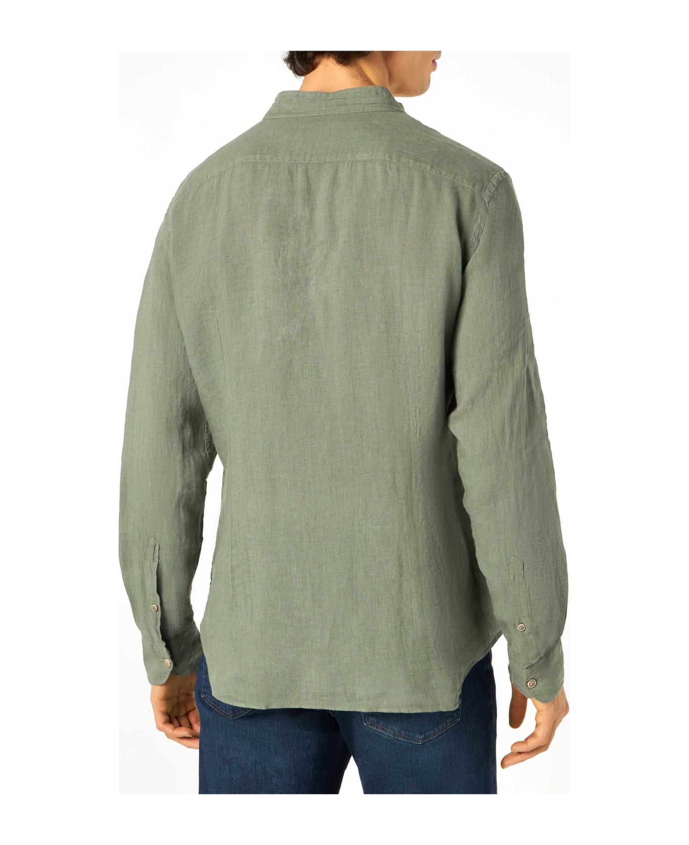 MC2 Saint Barth Man Military Green Linen Shirt - GREEN