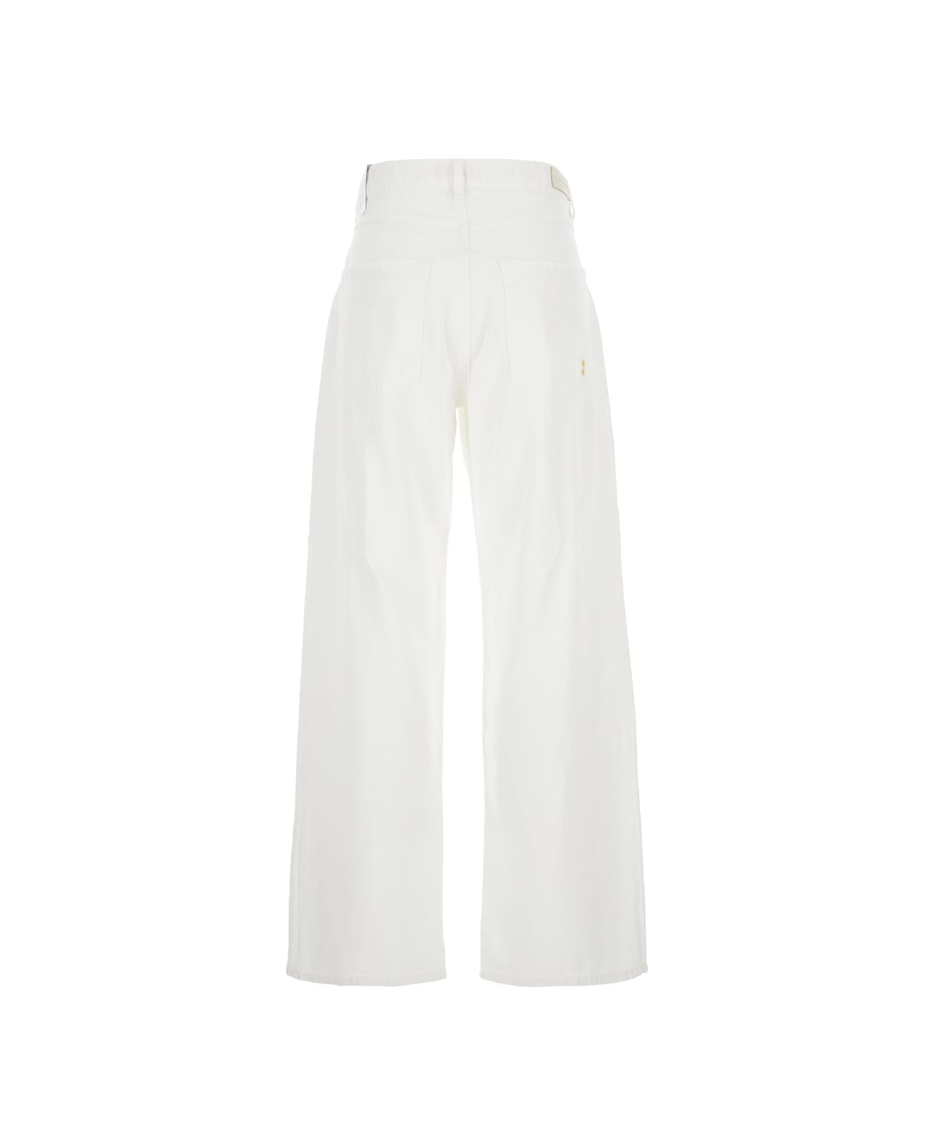 Icon Denim 
bea
 White Five Pocket Jeans With Logo Patch On The Back In Cotton Woman - White
