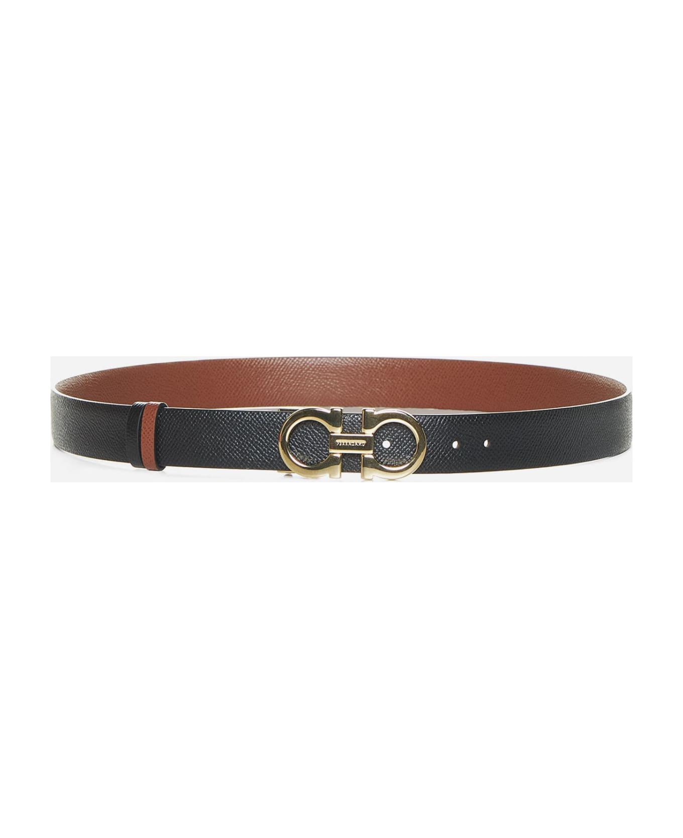 Ferragamo Gancini Reversible Leather Belt - BROWN