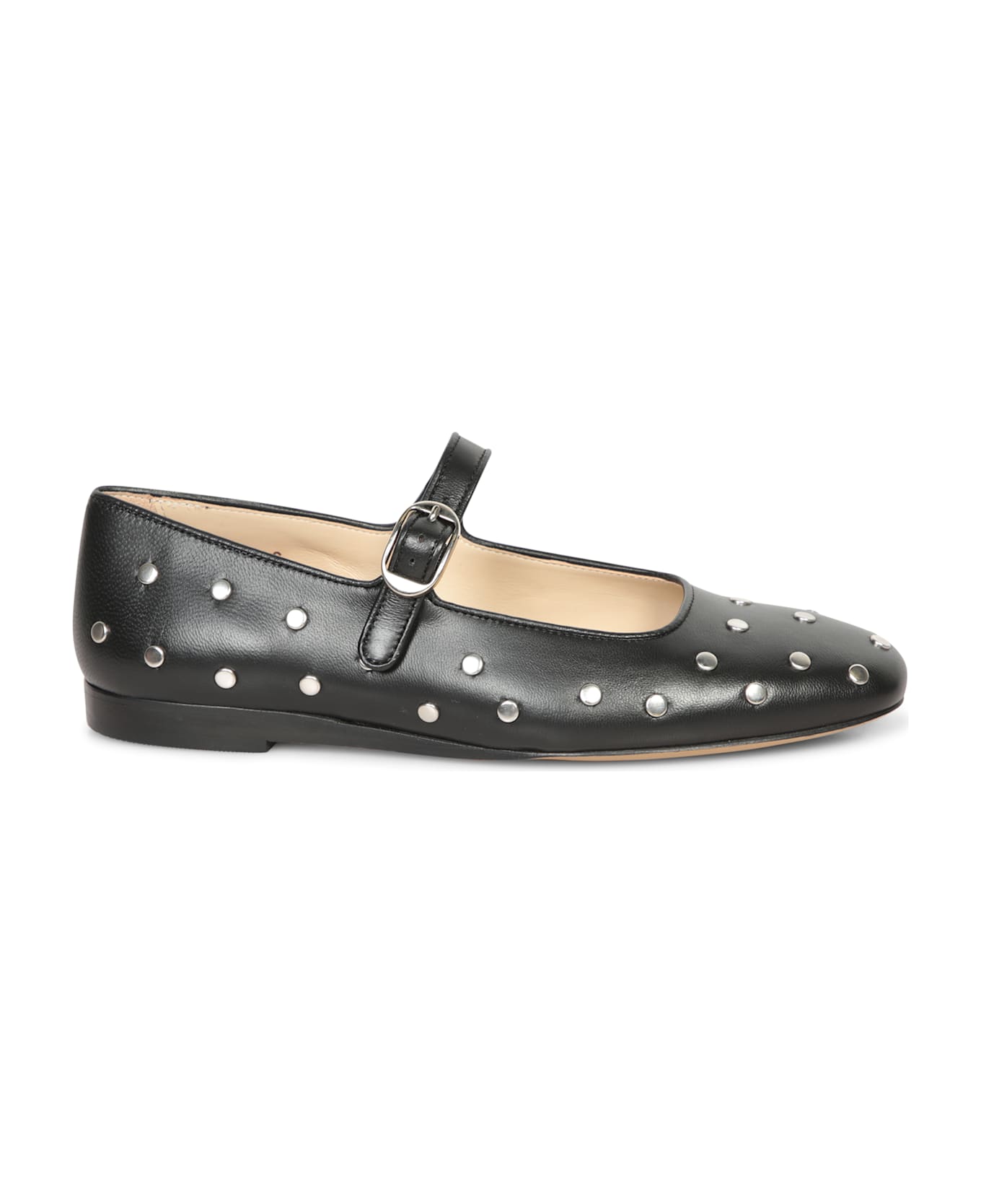 Le Monde Beryl Black Studded Leather Mary Jane - Black