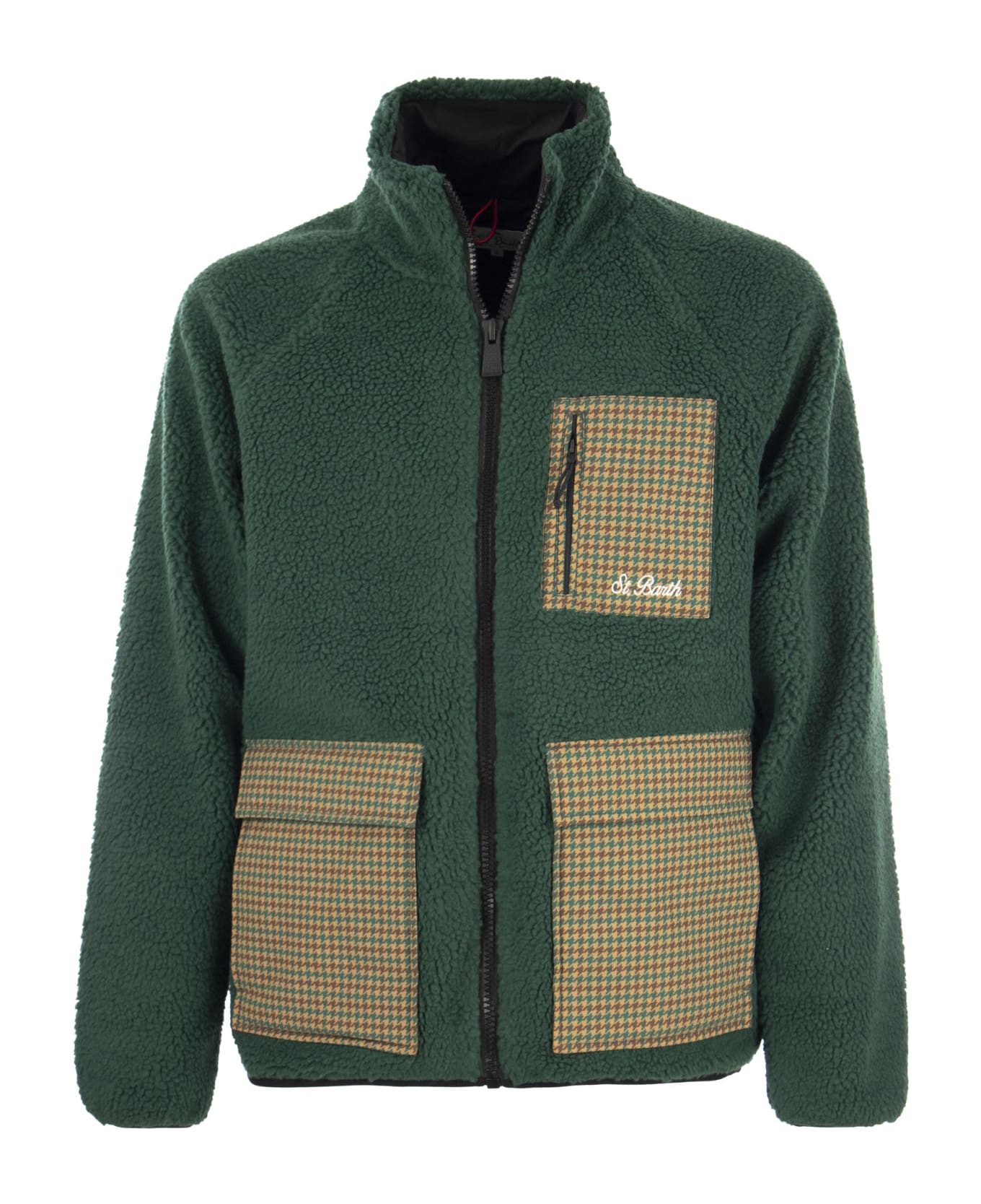 MC2 Saint Barth Sherpa Jacket With Plaid Patch Pockets - Green ジャケット