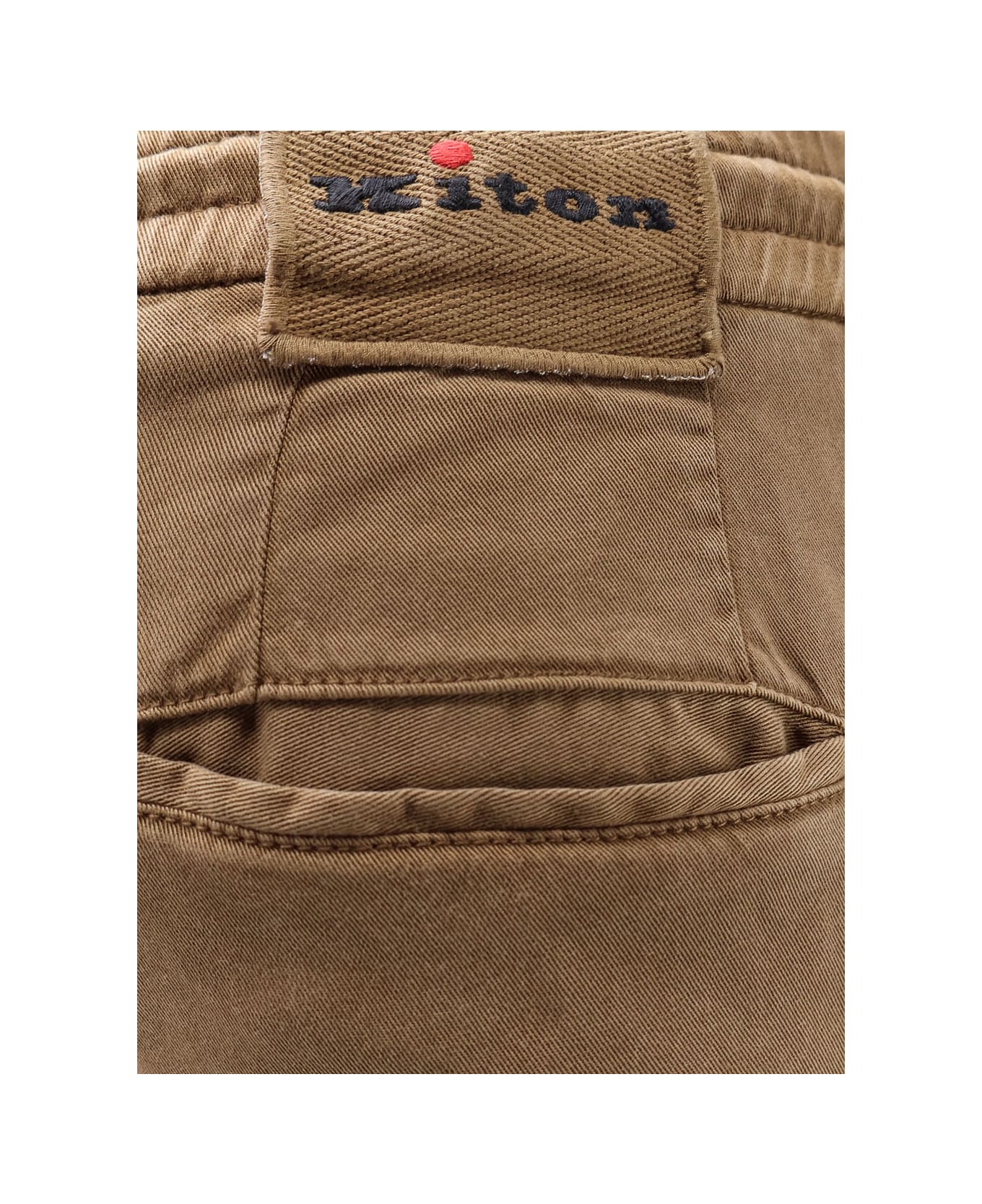 Kiton Lyocell Trouser With Drawstring At Waist - Brown
