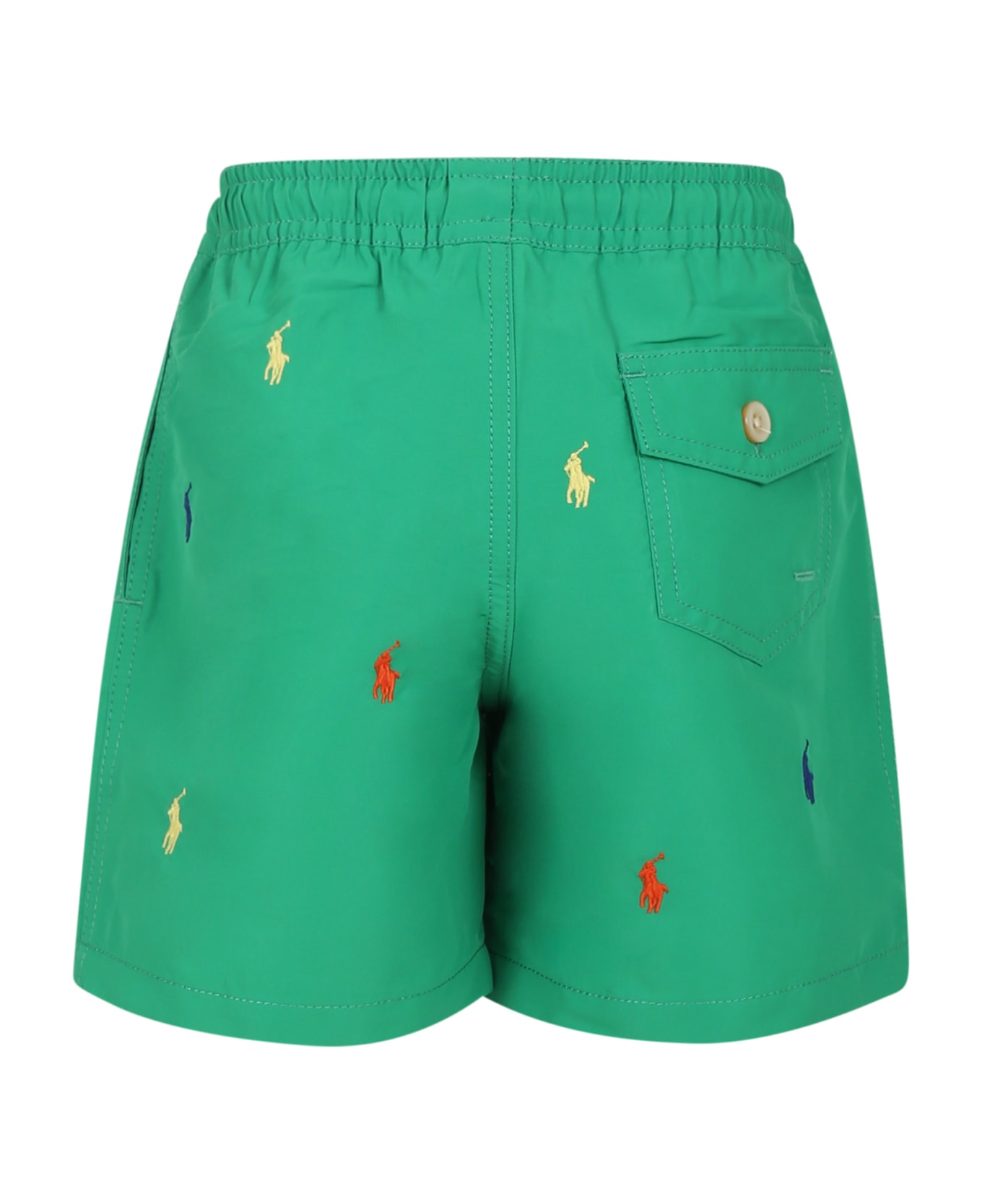 Ralph Lauren Green Swimsuit For Boy With Pony - Green 水着