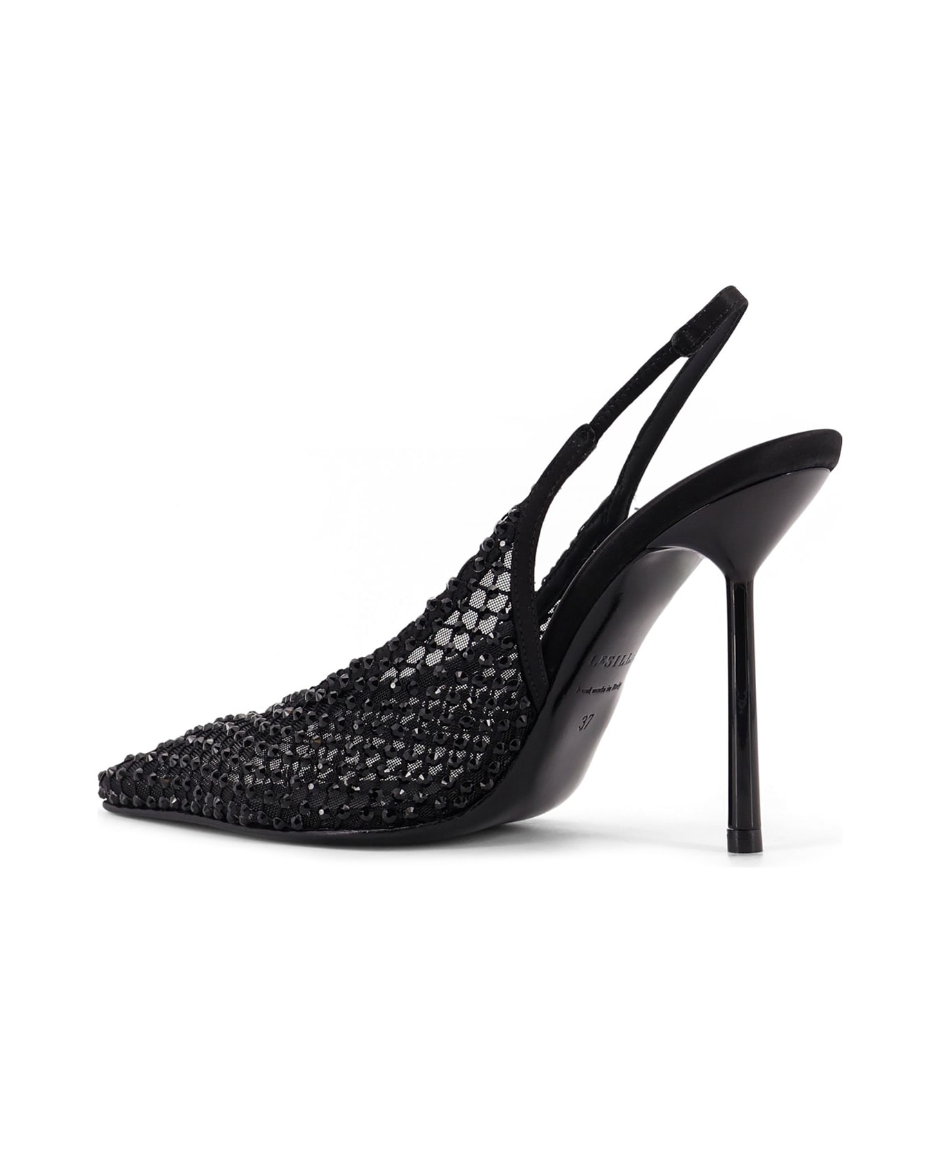 Le Silla Slingback Pumps With Rhinestones - Nero jet