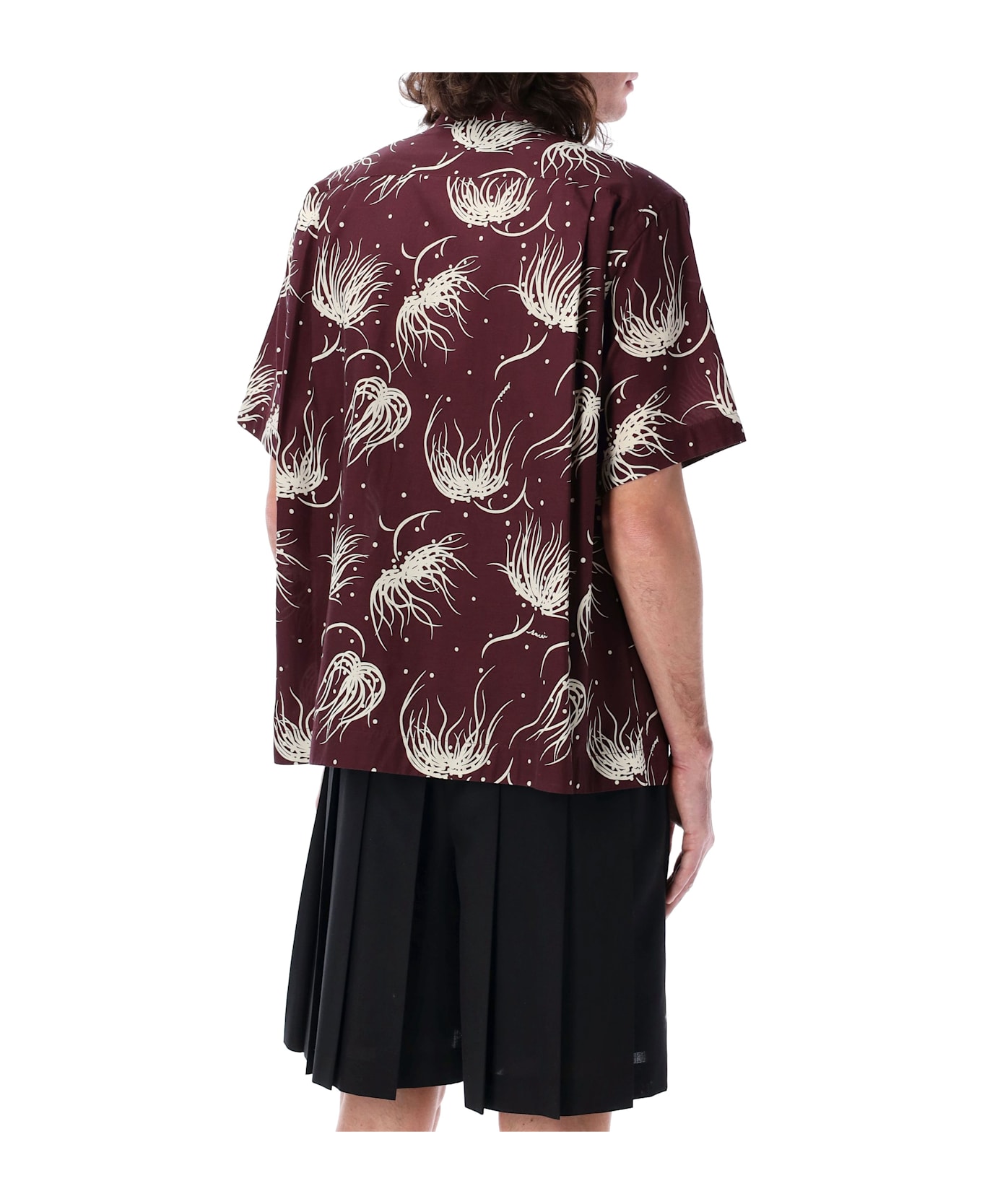 Sacai Printed Bowling Shirt - BURGUNDY