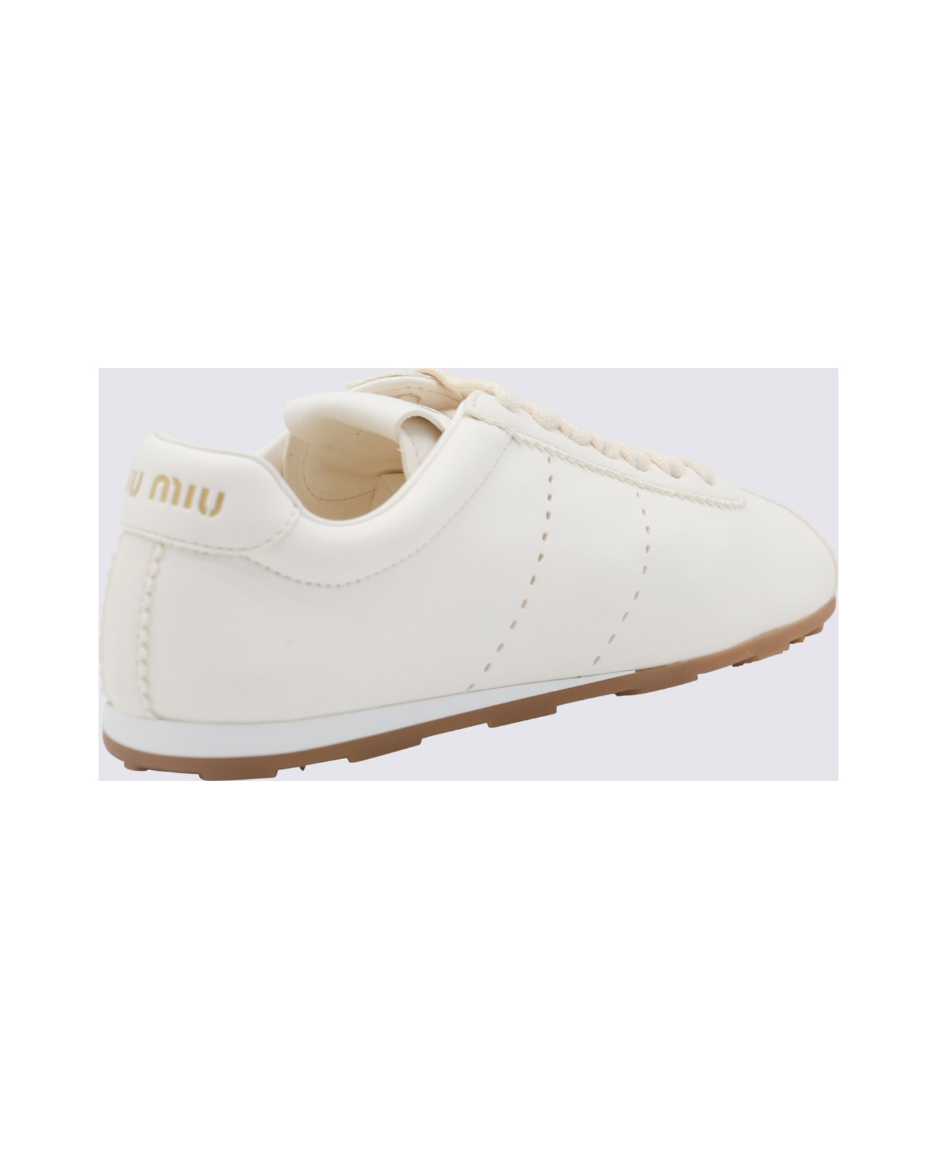 Miu Miu Ivory Leather Sneakers - Ivory スニーカー