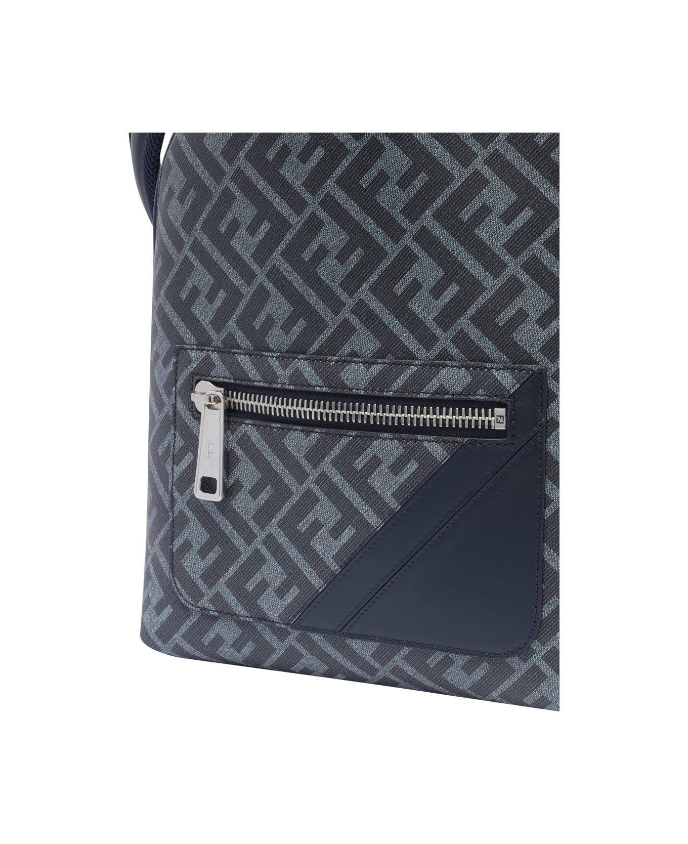 Fendi Chiodo Ff Diagonal Small Backpack - Denim Blu+blu Scr+p