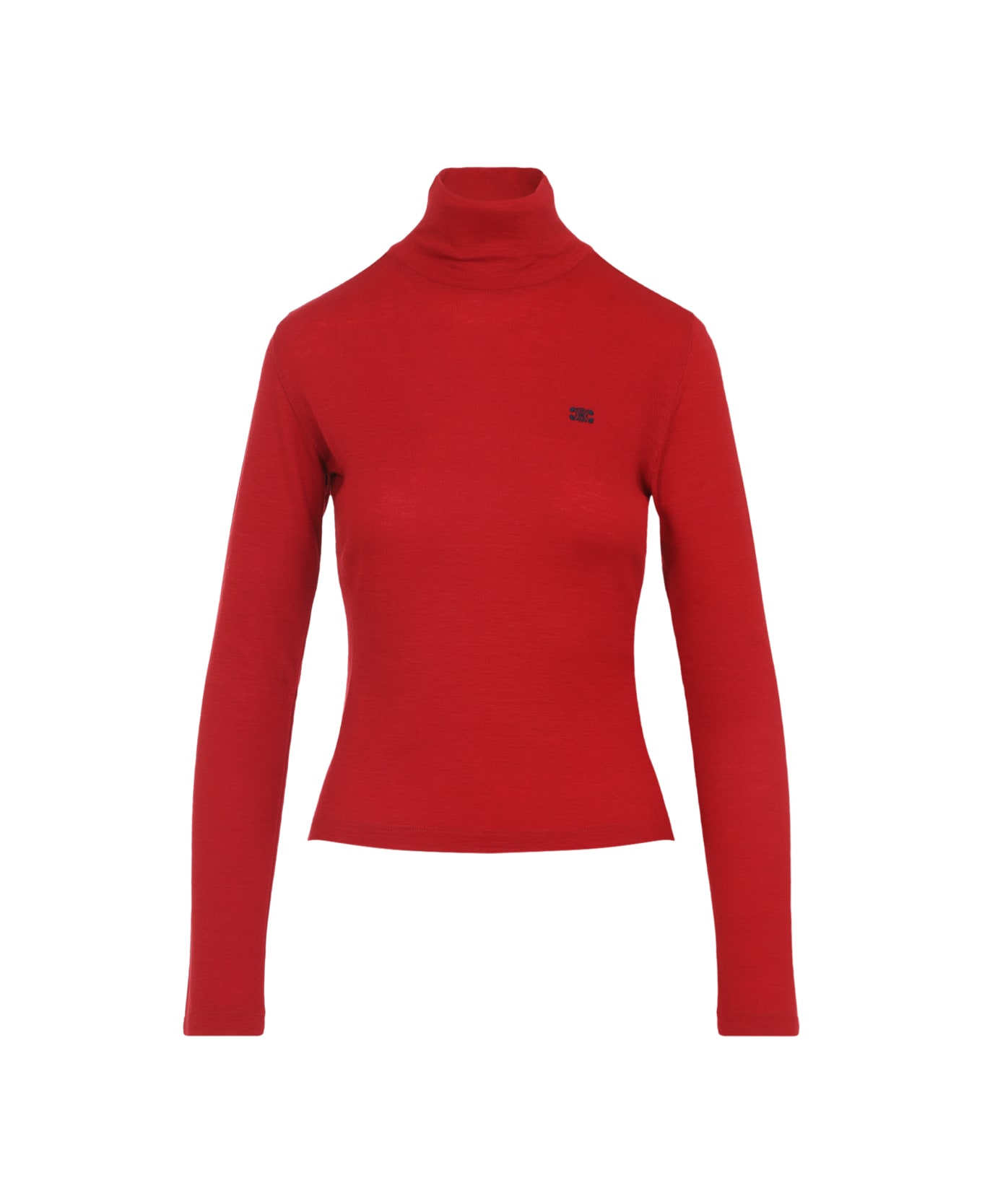 Celine Turtleneck Top - ROUGE CERISE/NAVY