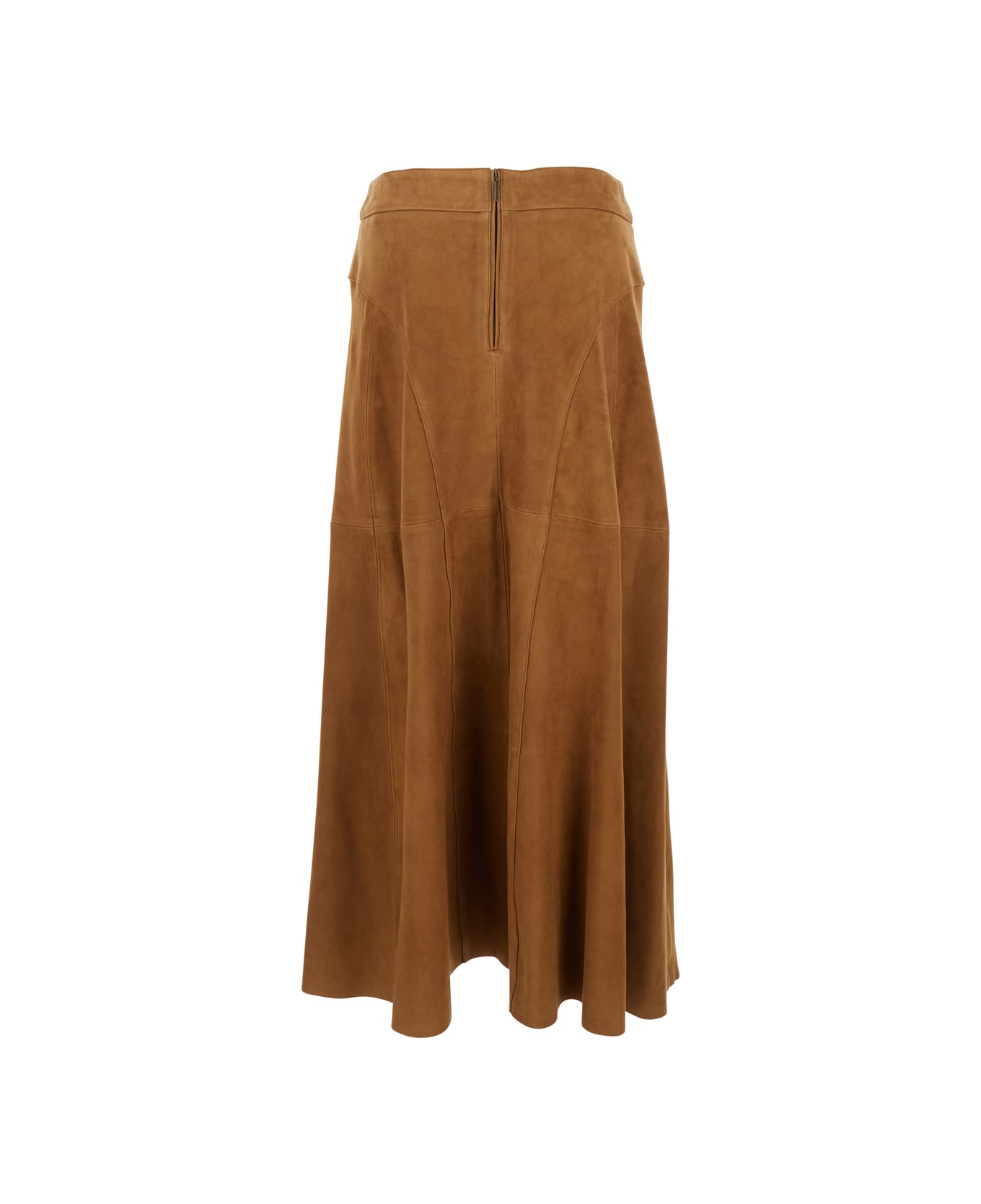 ARMA 'irina' Brown Skirt With Inserts Design And Closure On The Back In Suede Woman - Brown