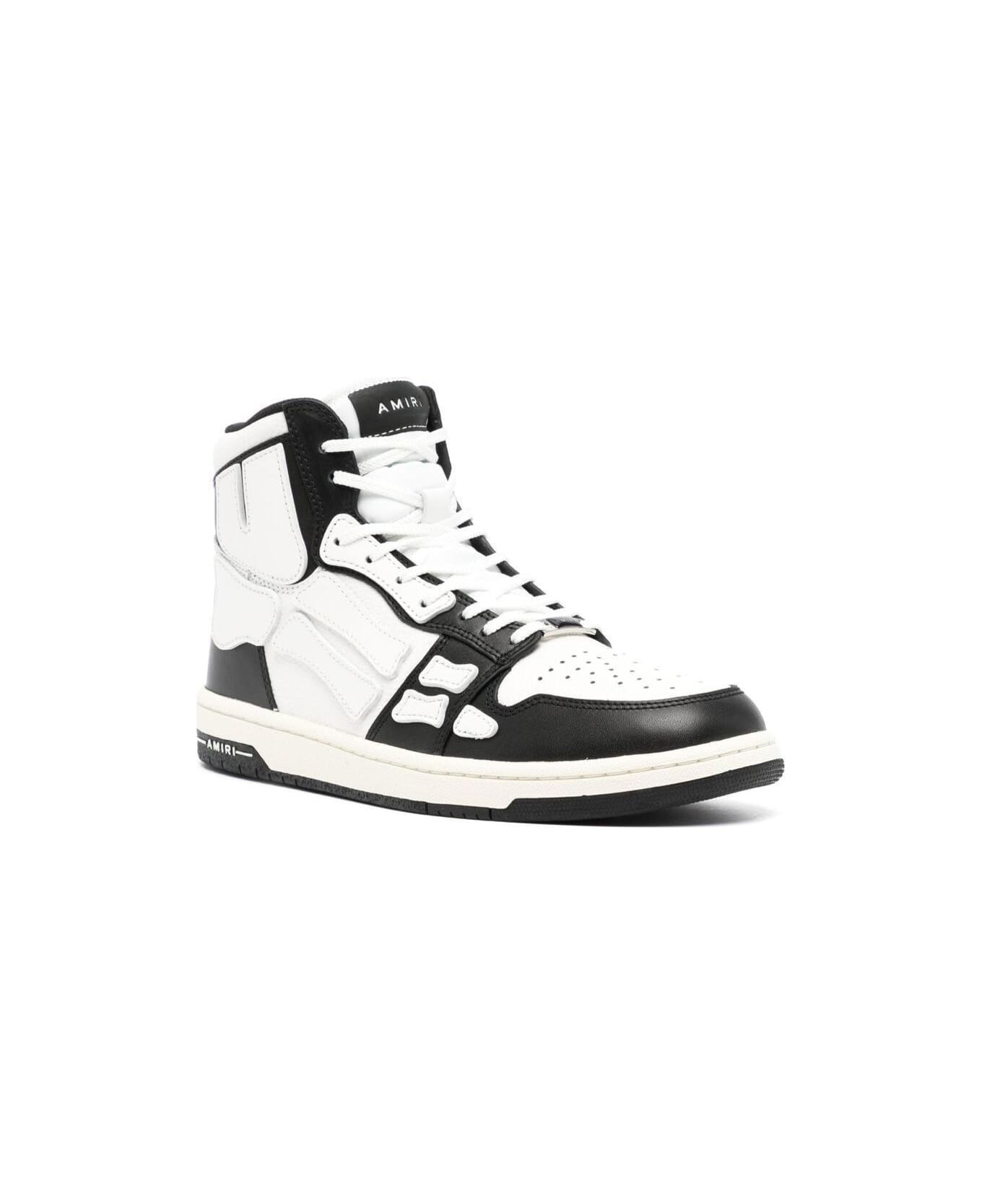 AMIRI Black And White 'skel Hi Top' Sneakers In Calf Leather Man - White/black