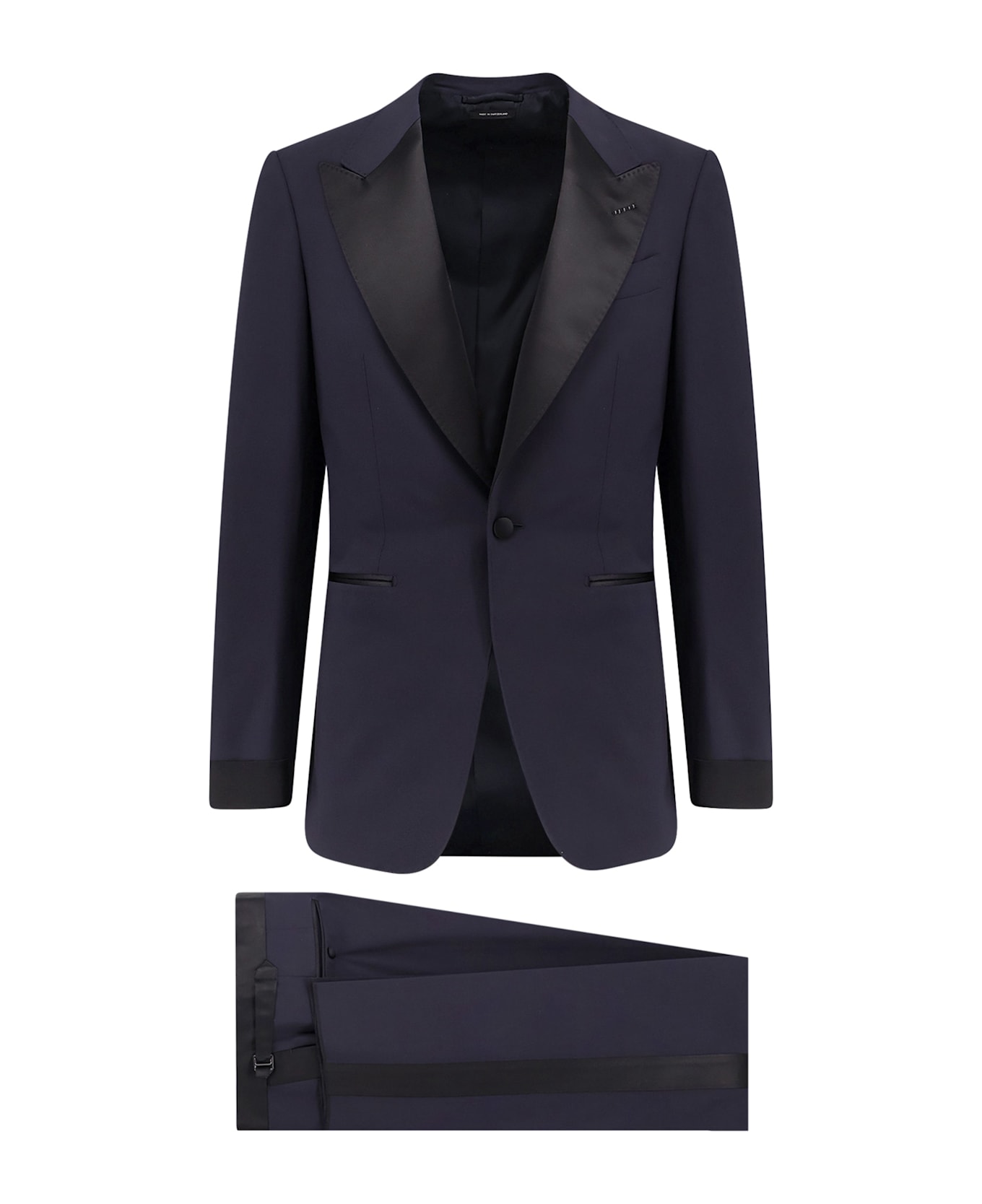 Tom Ford Wool Tuxedo With Contrasting Profiles - INK