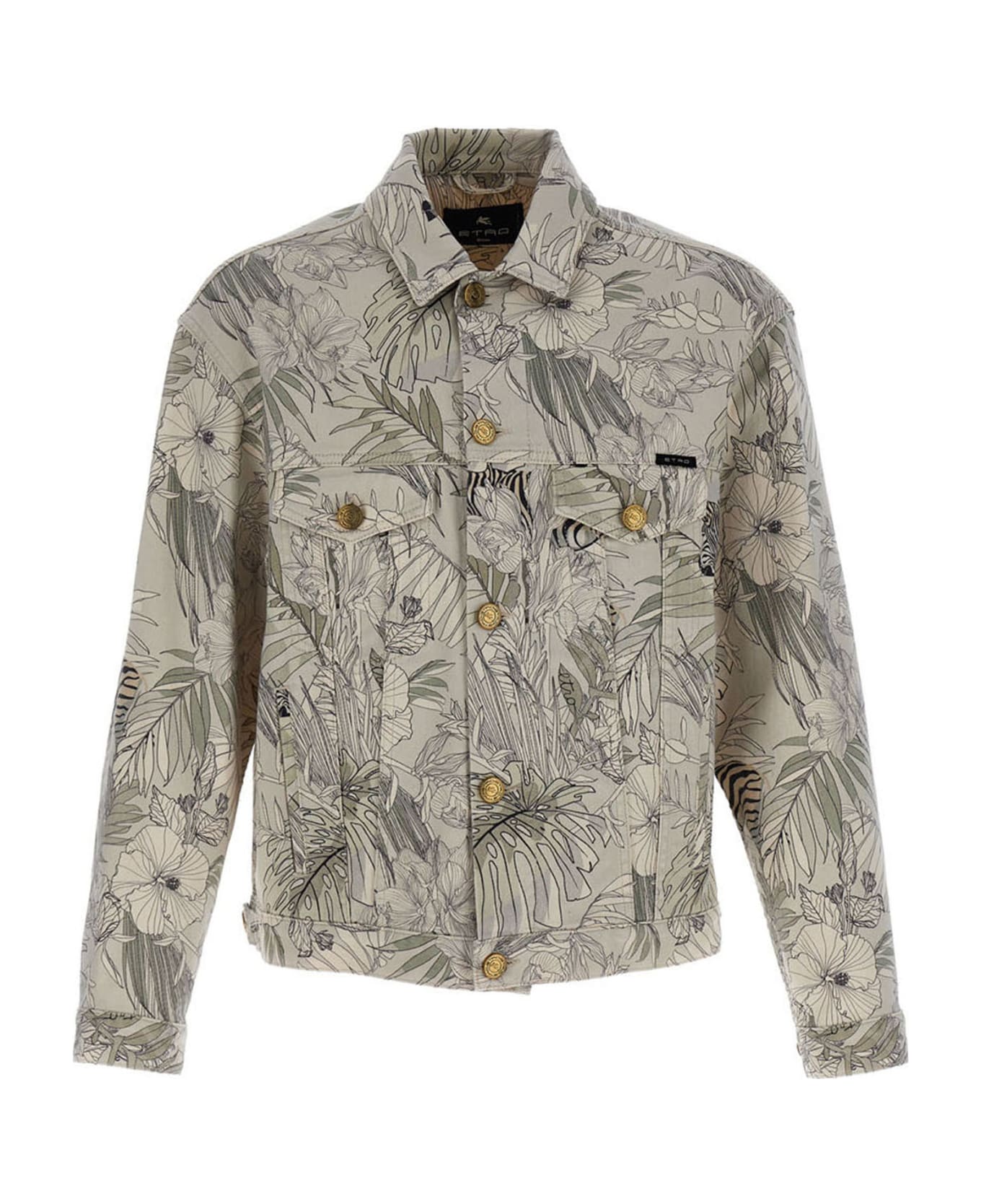 Etro Floral Print Denim Jacket - Beige
