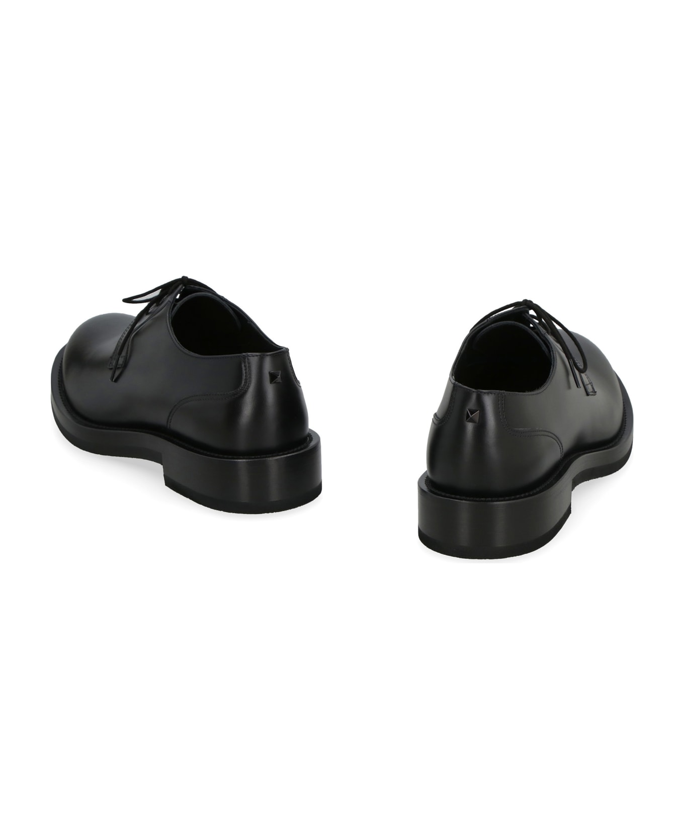 Valentino Garavani Derby Rockstud Essential Leather Lace-up Shoes - black