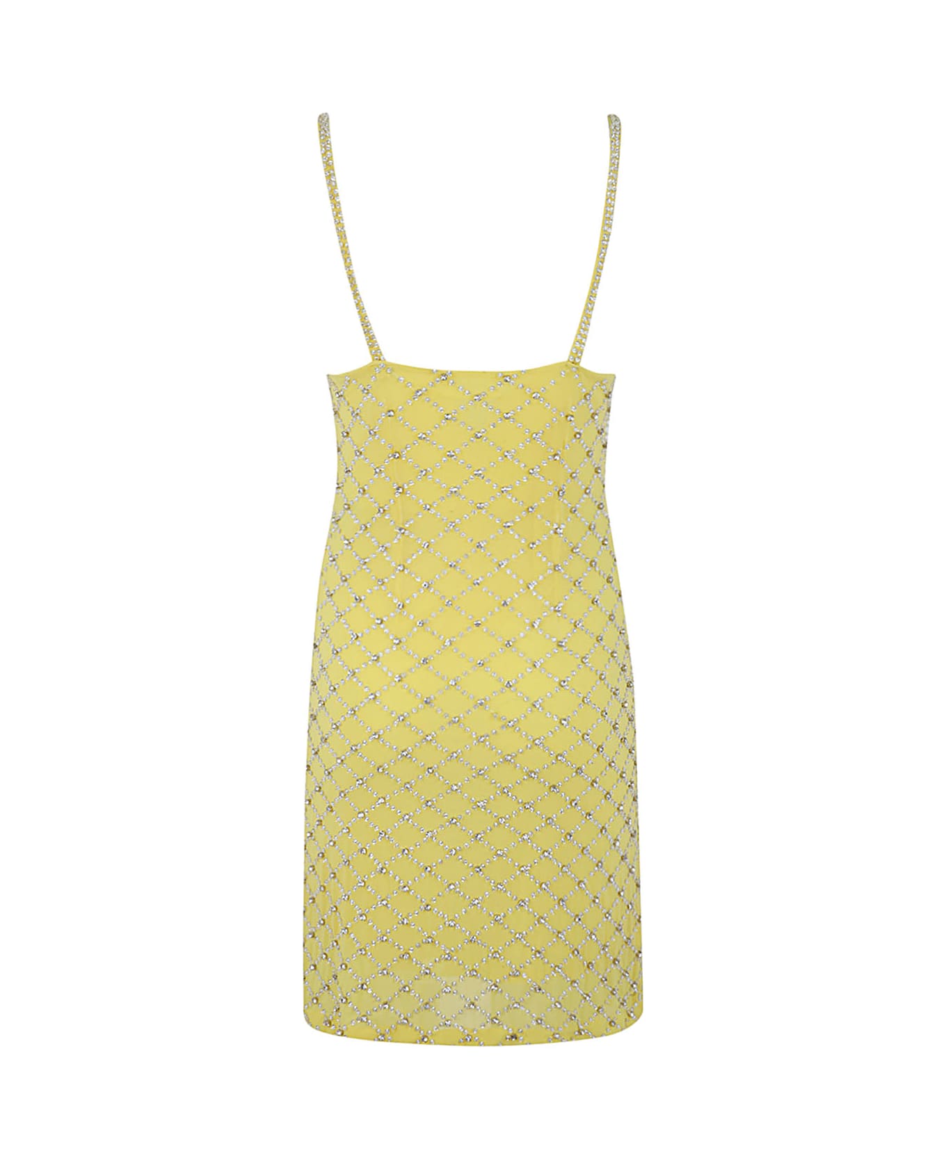 Parosh Polyester With Crystal Dress - Light Yellow Pattern