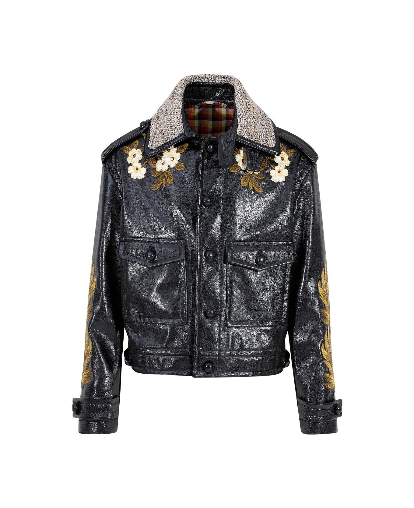 Etro Floral Embroidered Button Down Jacket - Black