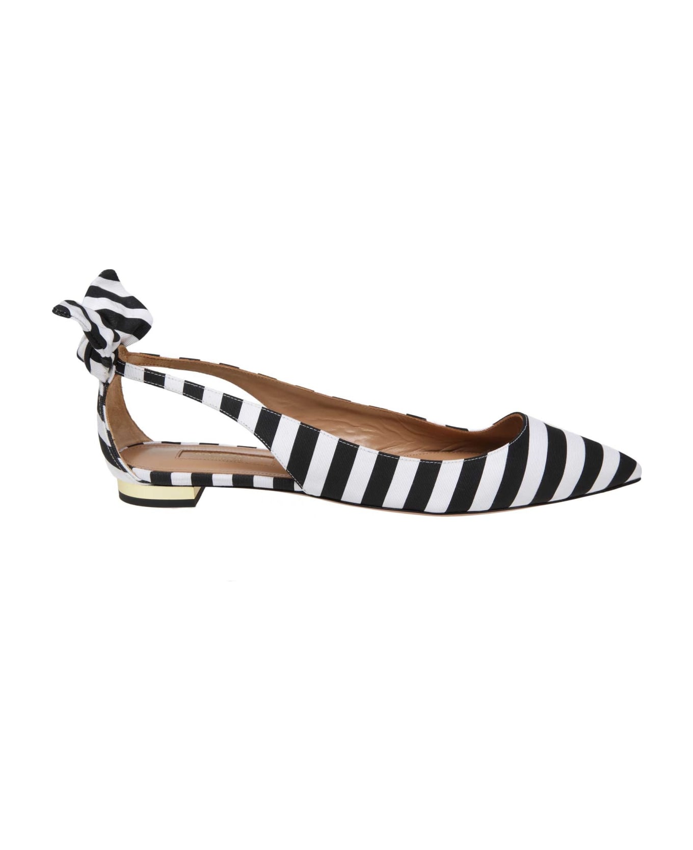 Aquazzura Deneuve Striped Ballet Flats - Black/White