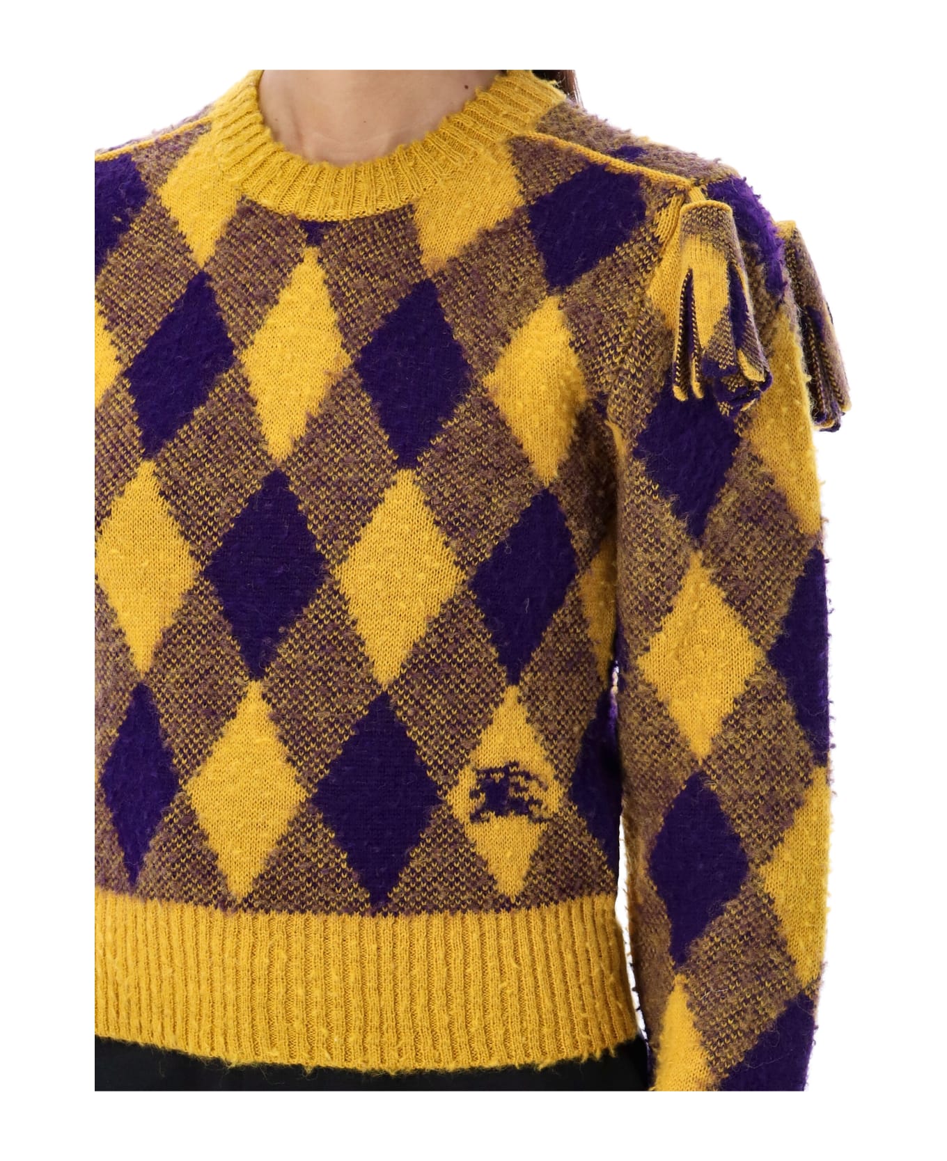 Burberry London Argyle Wool Sweater - YELLOW PURPLE