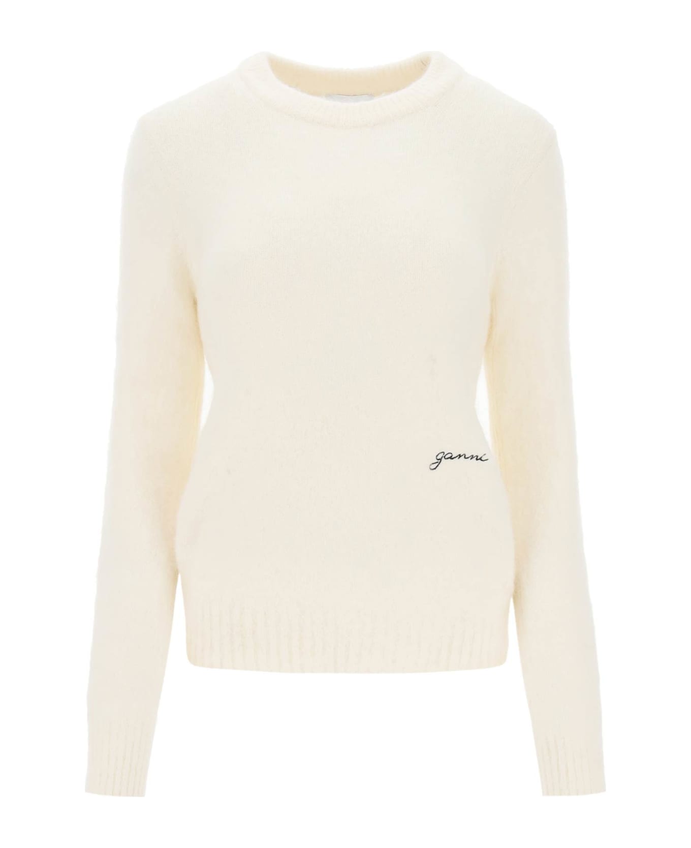 Ganni Brushed Alpaca And Wool Sweater - EGRET (White)