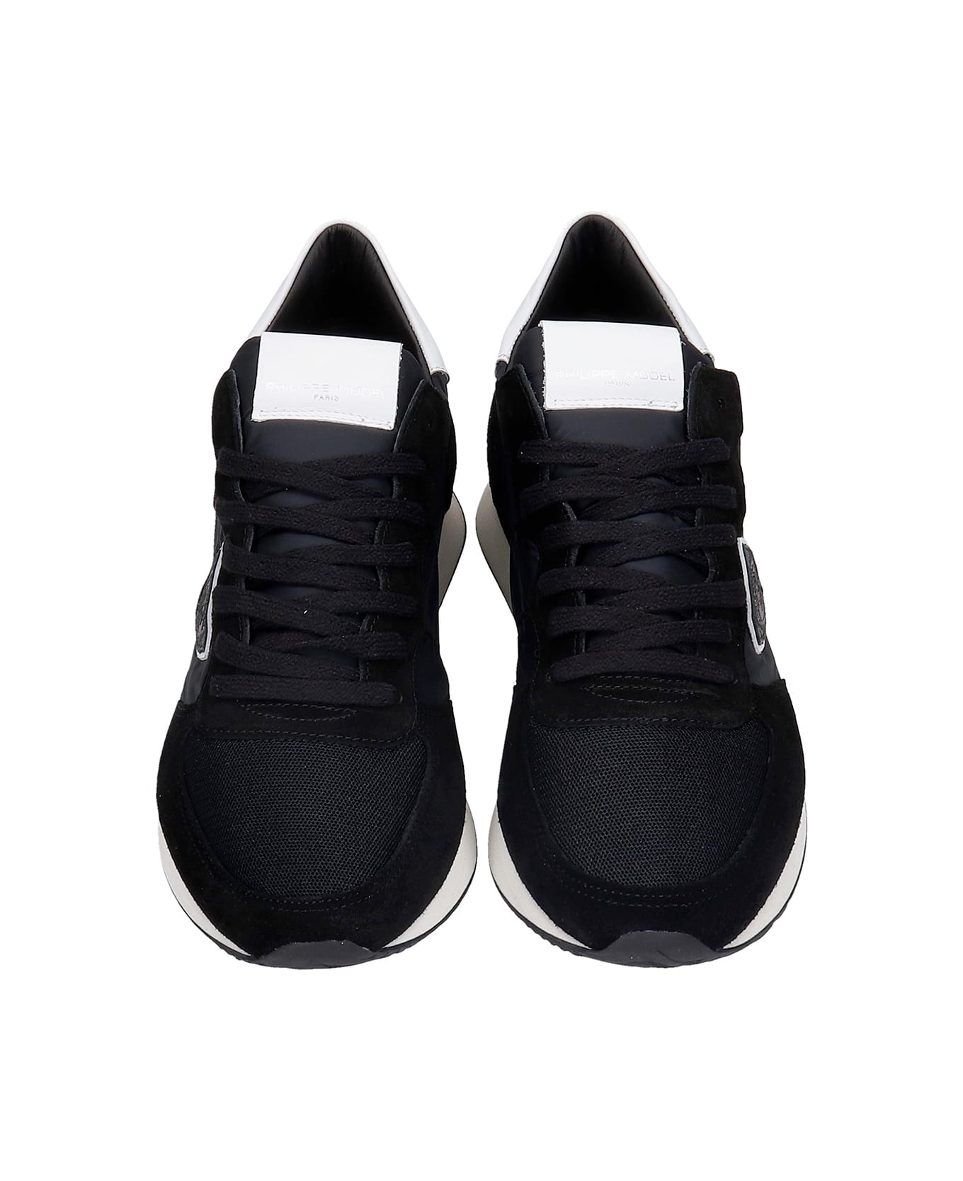 Philippe Model Trpx Sneakers In Black Suede And Fabric - BLACK