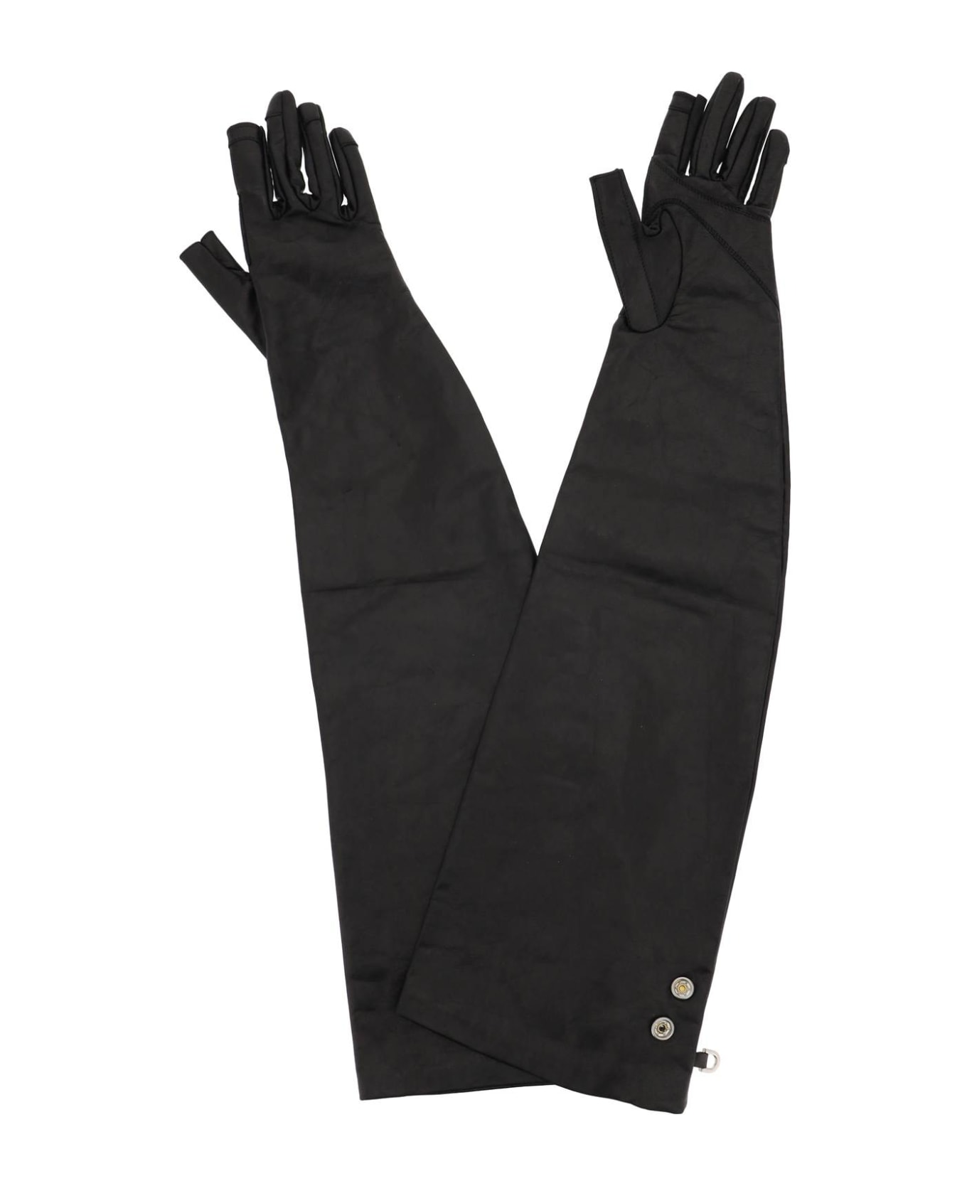 Rick Owens Long Leather Gloves - BLACK (Black)